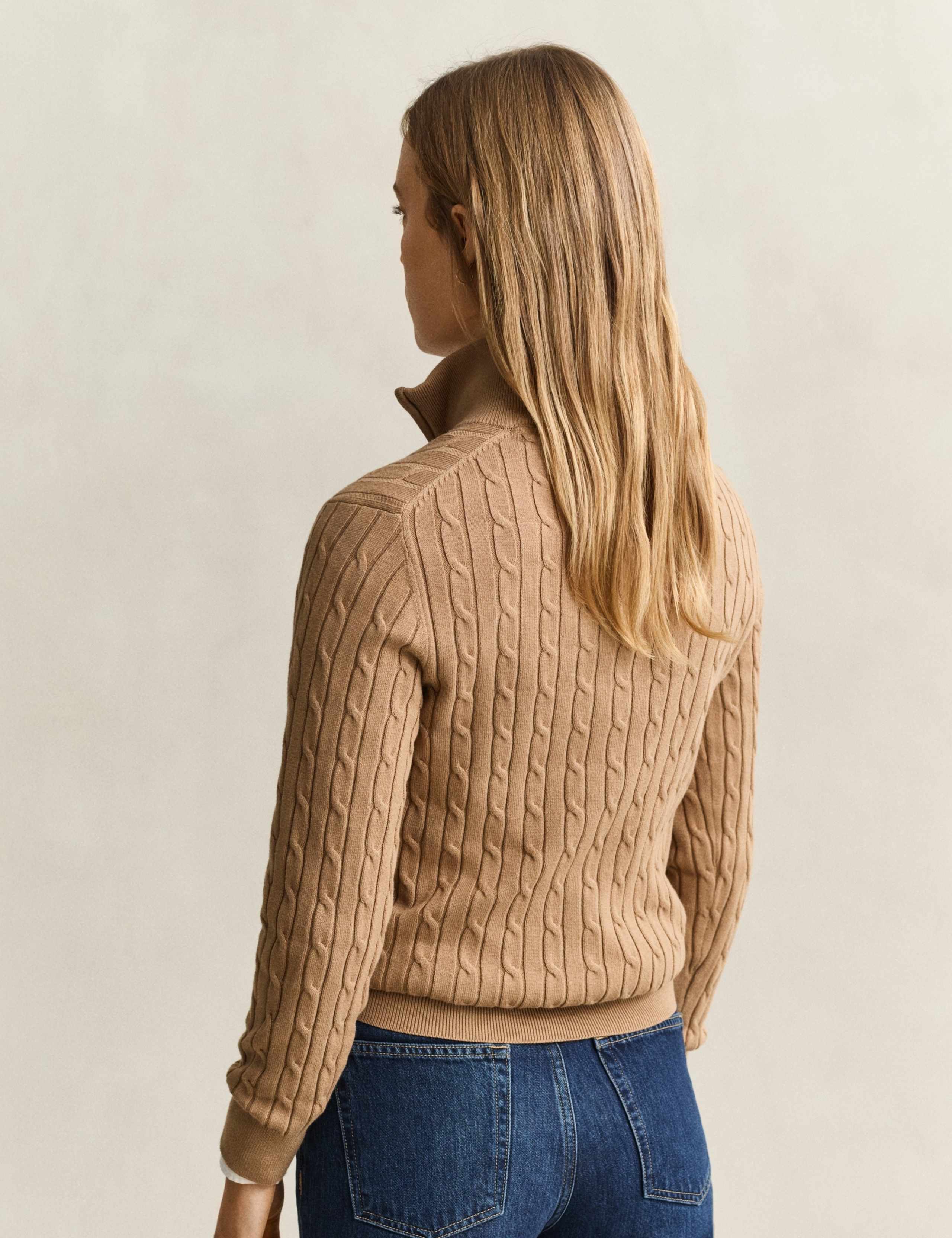 Cotton Rich Textured Funnel Neck Half Zip Jumper 4 of 5