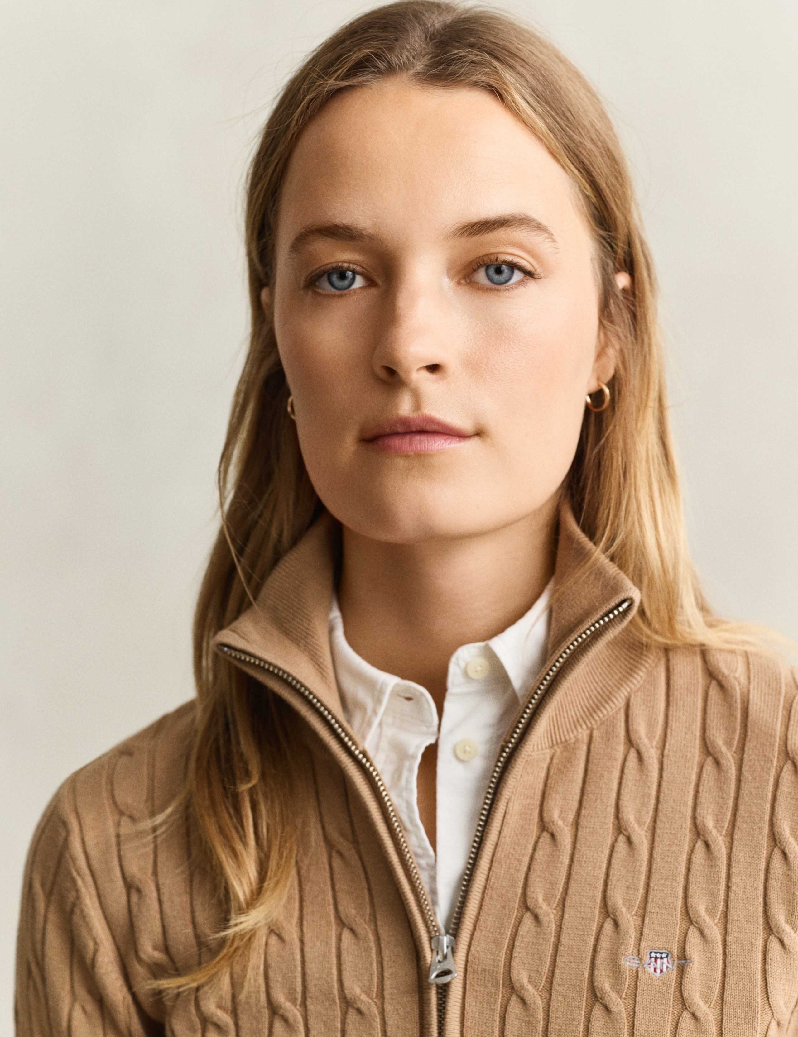 Cotton Rich Textured Funnel Neck Half Zip Jumper 5 of 5