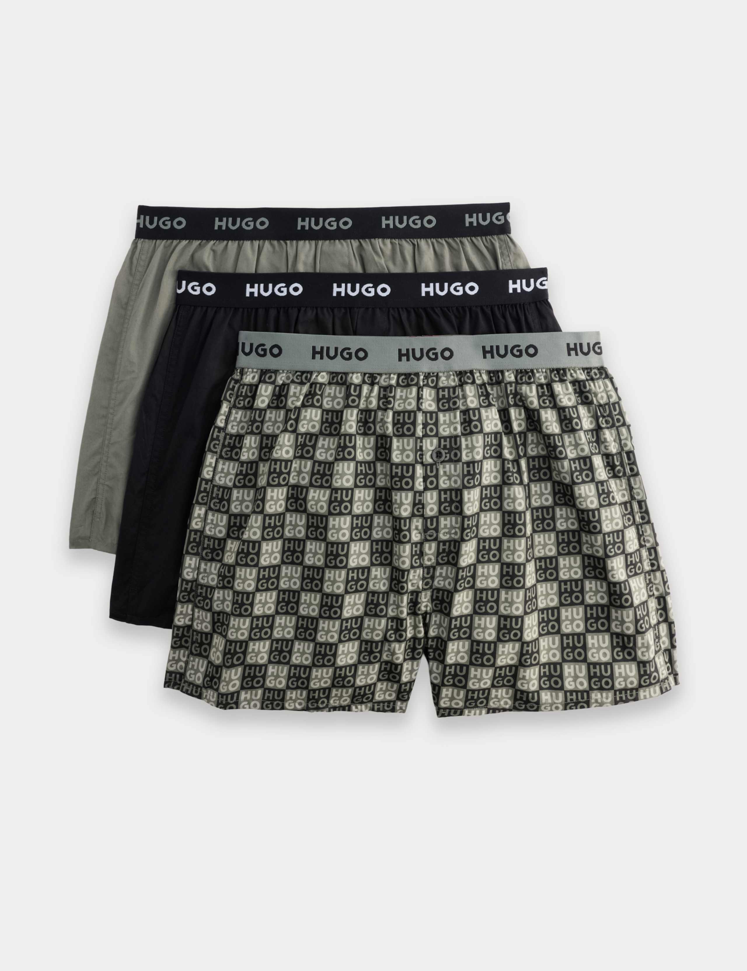 3 Pack Pure Cotton Logo Waistband Woven Boxers 1 of 2