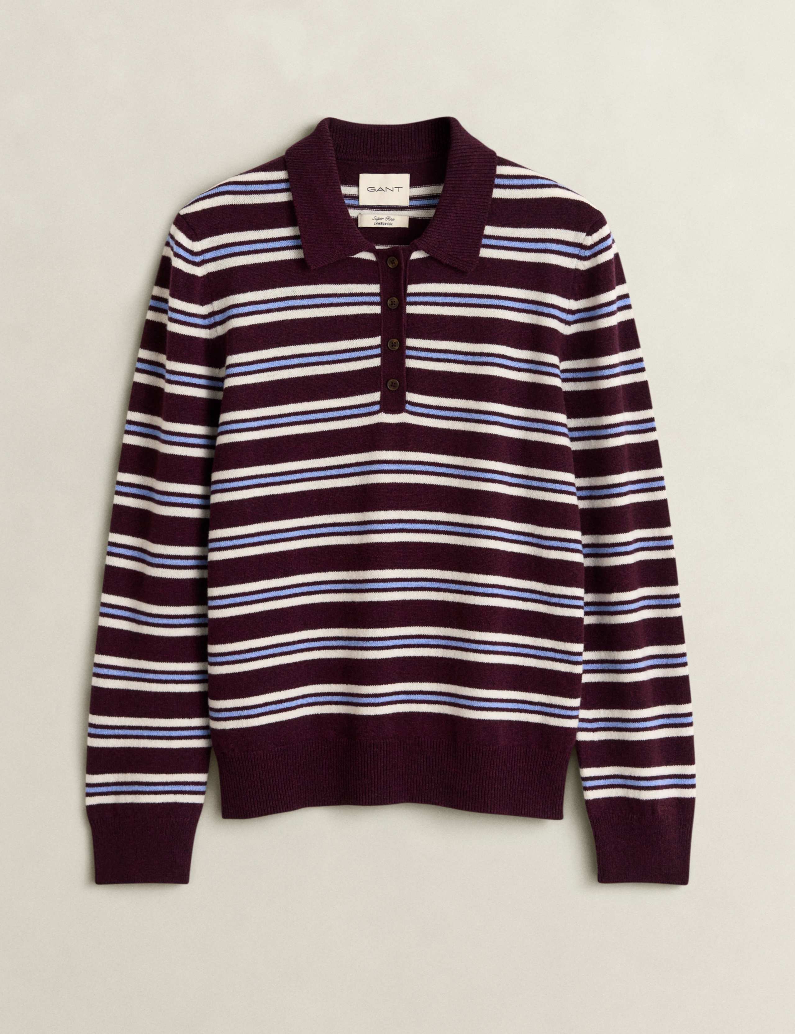 Pure Lambswool Striped Knitted Rugby Top 1 of 2