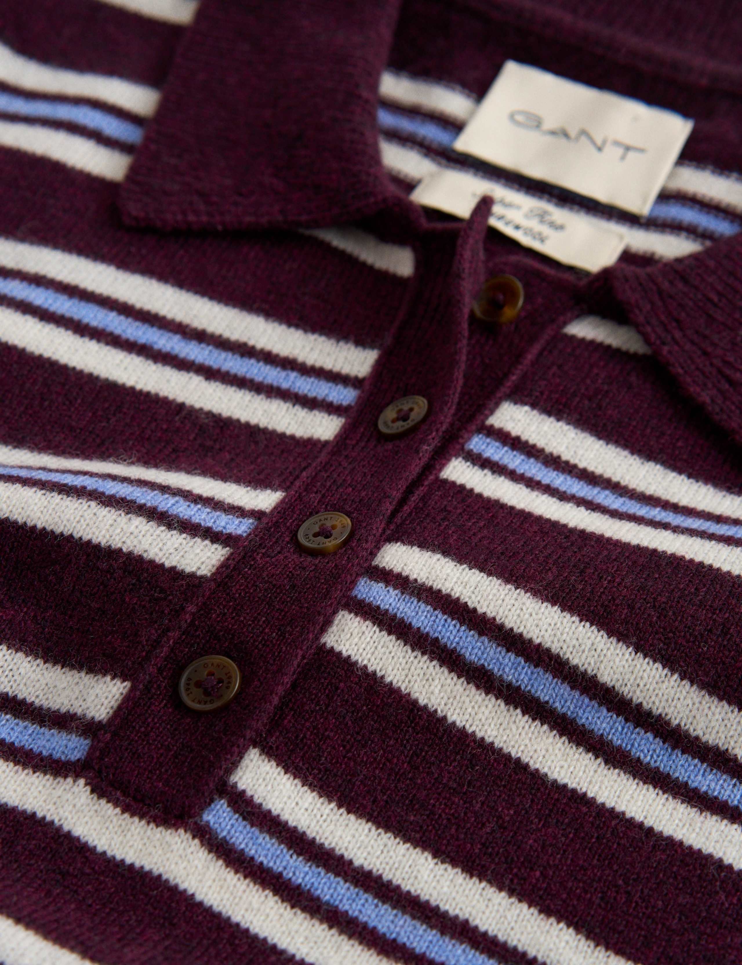 Pure Lambswool Striped Knitted Rugby Top 2 of 2