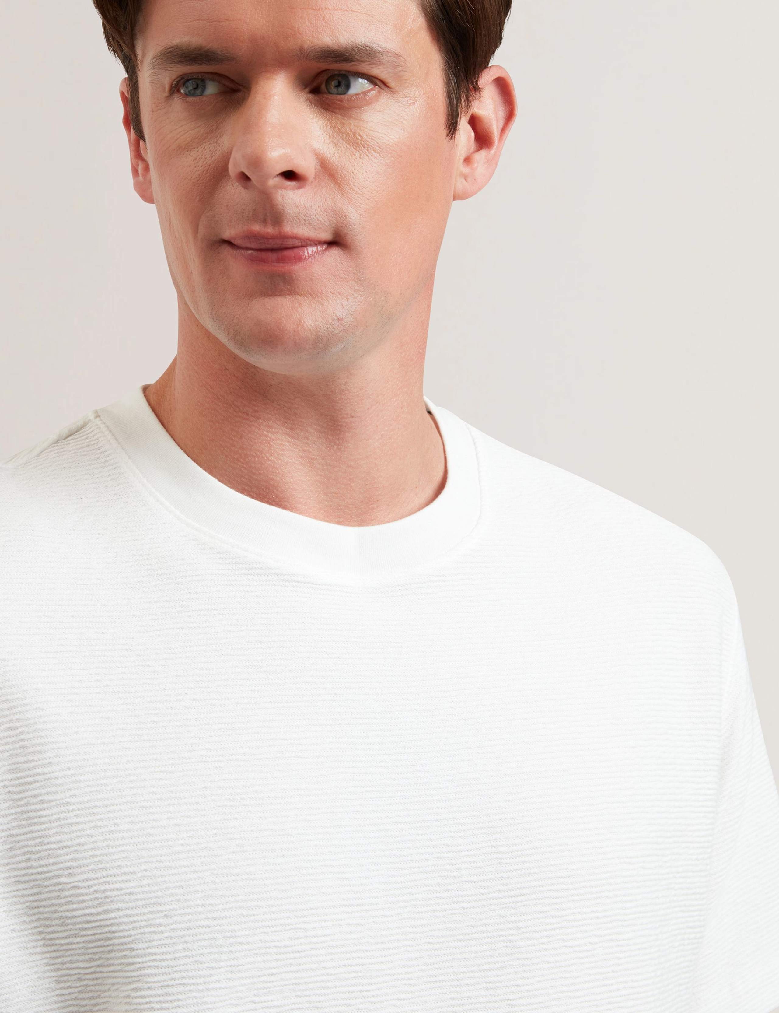 Pure Cotton Textured Crew Neck T-Shirt 3 of 6