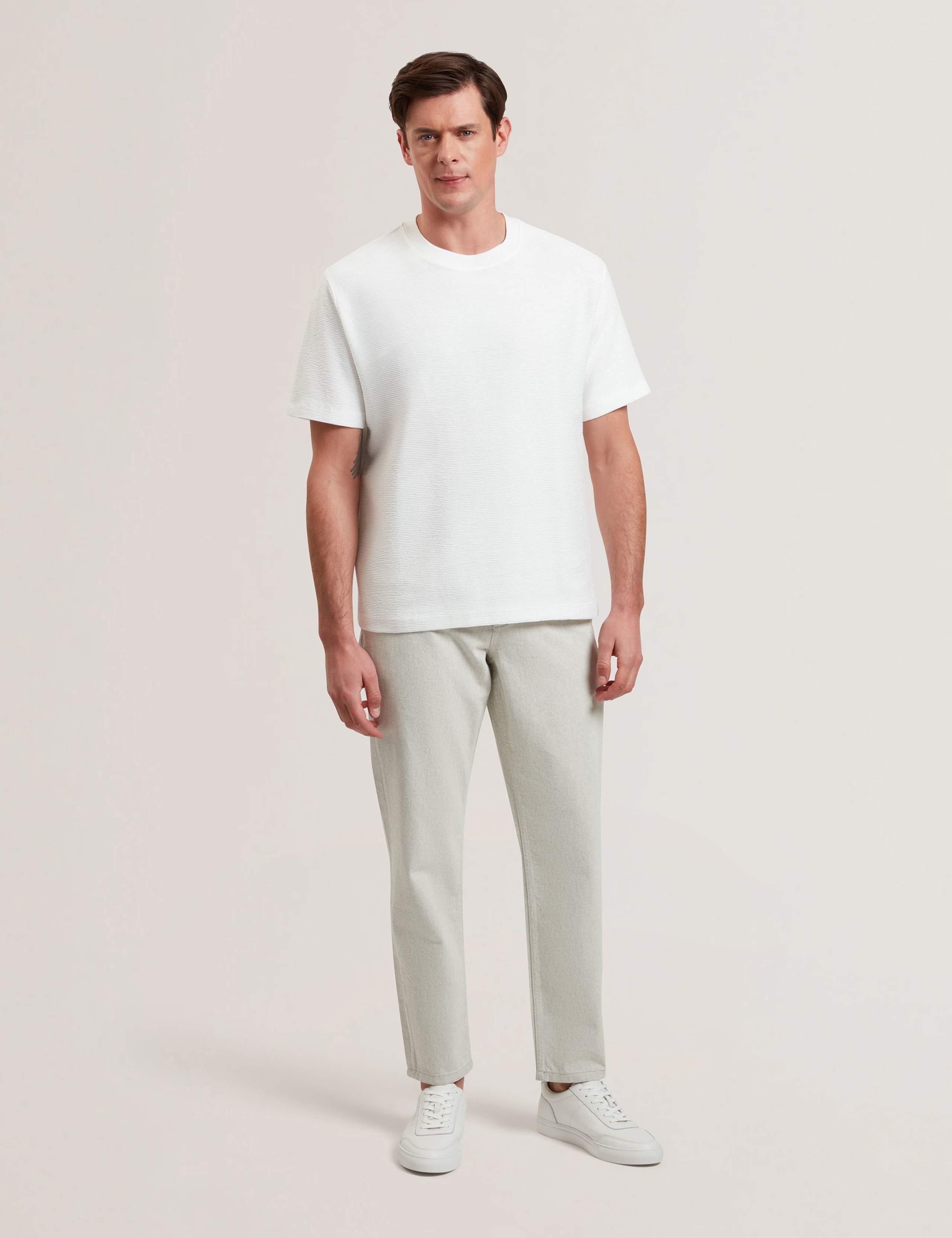 Pure Cotton Textured Crew Neck T-Shirt 4 of 6