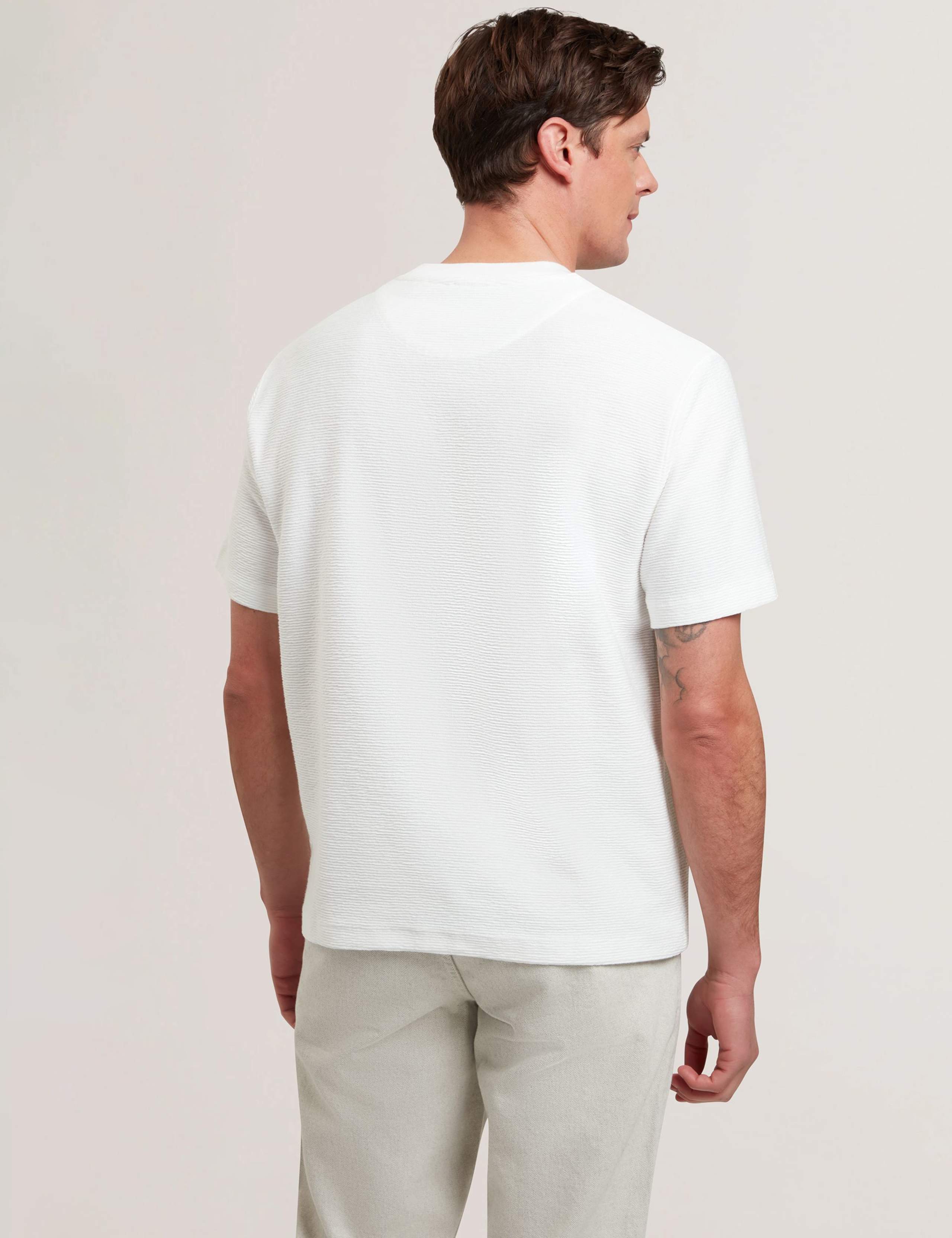 Pure Cotton Textured Crew Neck T-Shirt 5 of 6