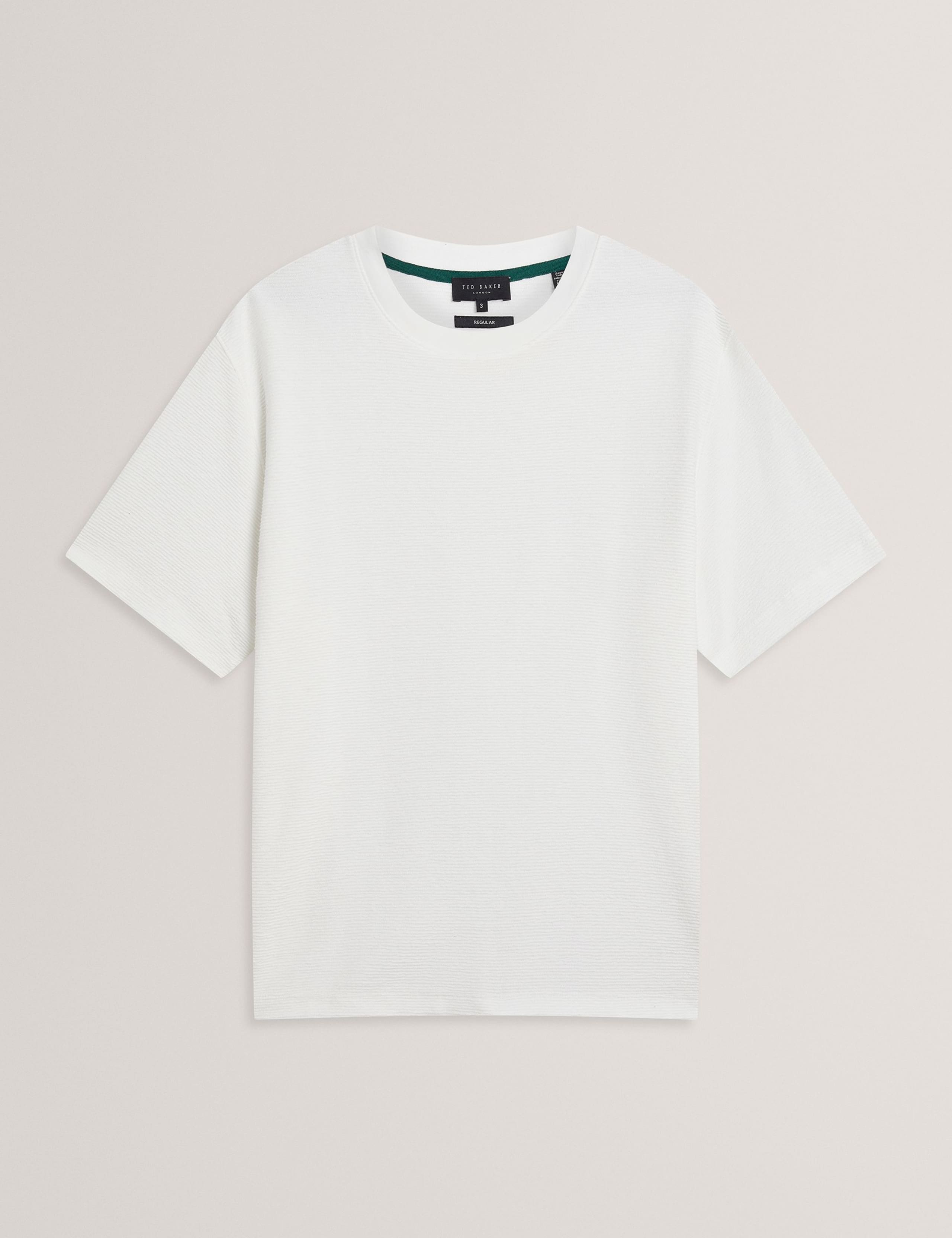 Pure Cotton Textured Crew Neck T-Shirt 2 of 6