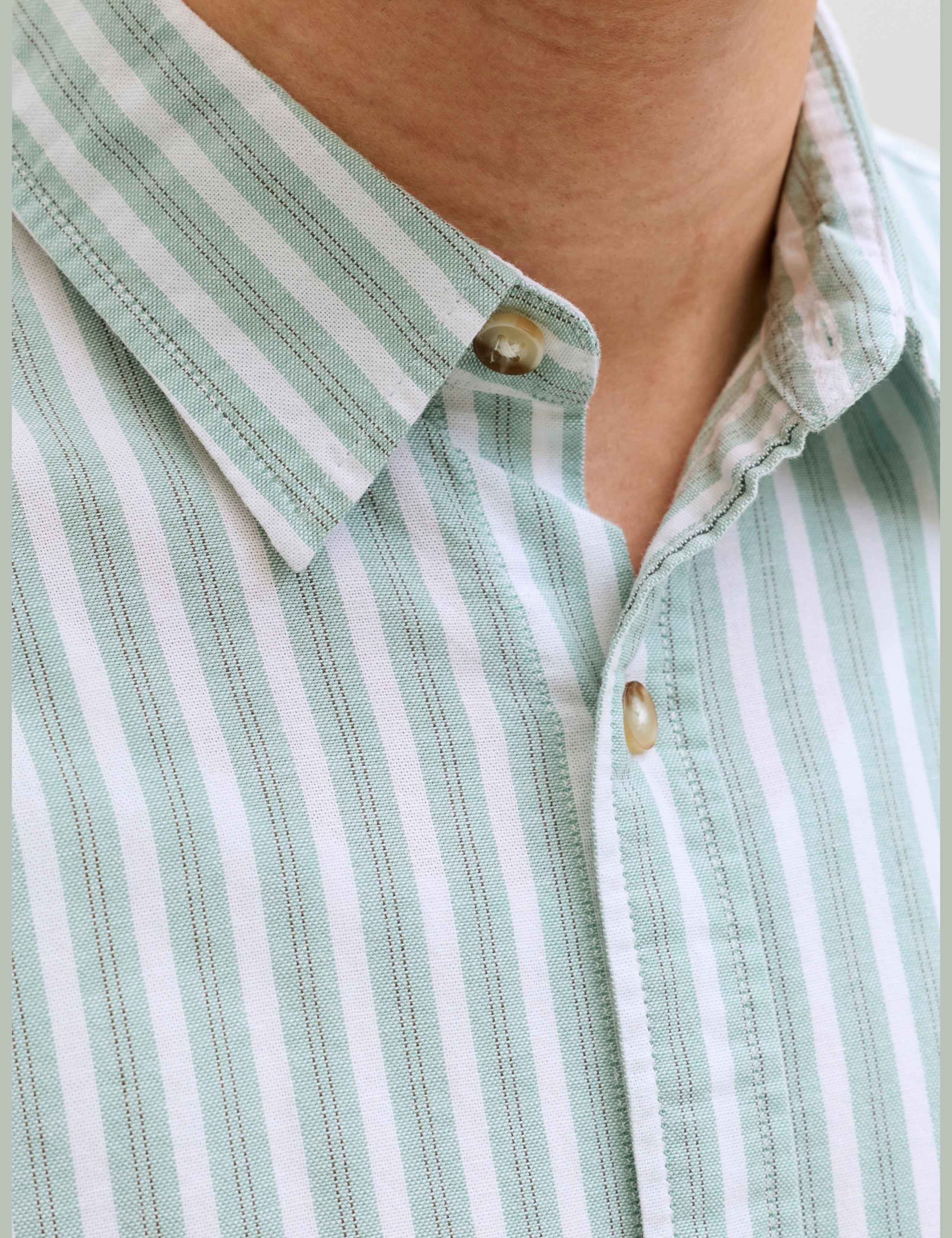 Regular Fit Pure Cotton Striped Short Sleeve Oxford Shirt 5 of 7
