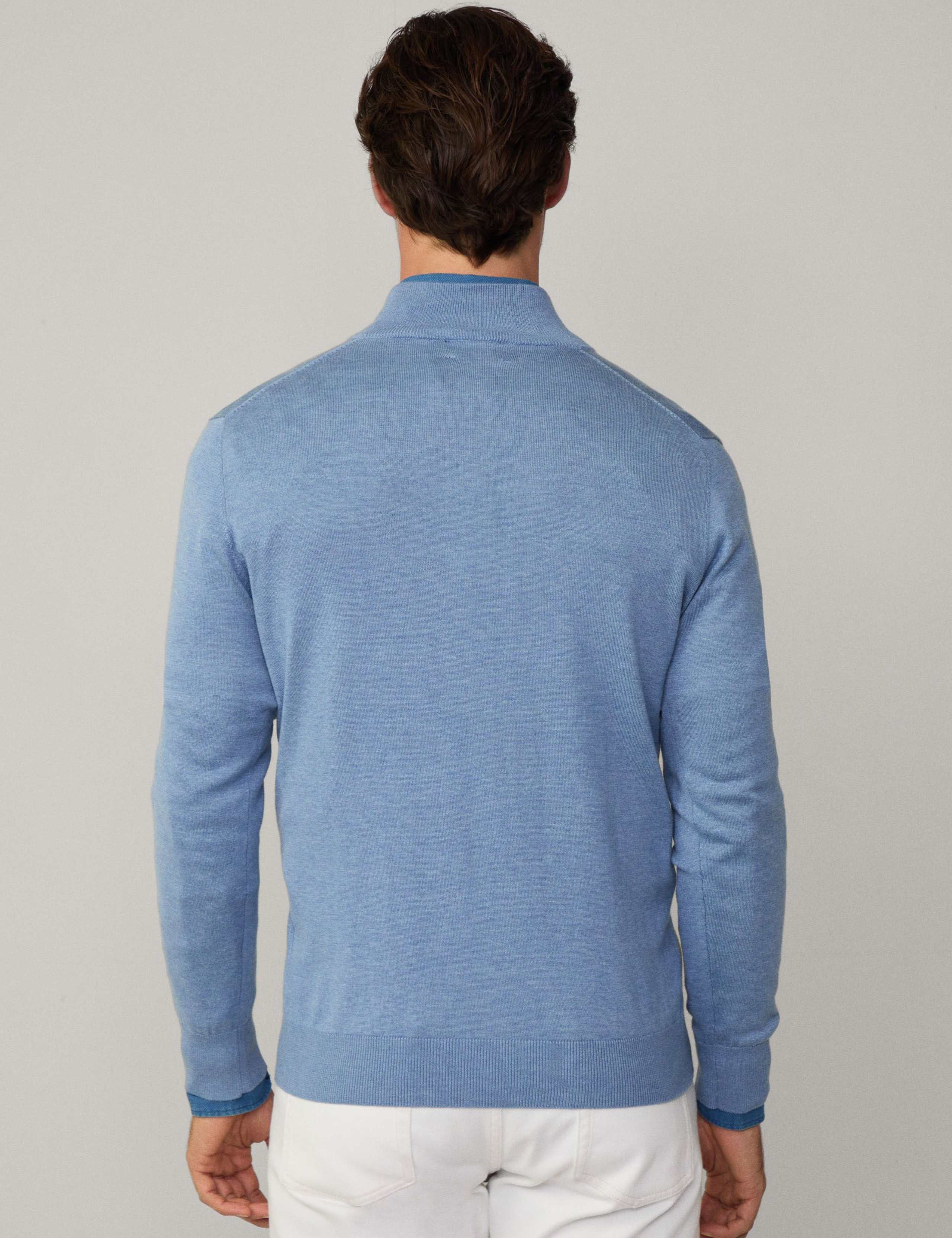 Cotton Rich Half Zip Sweatshirt with Silk 3 of 6