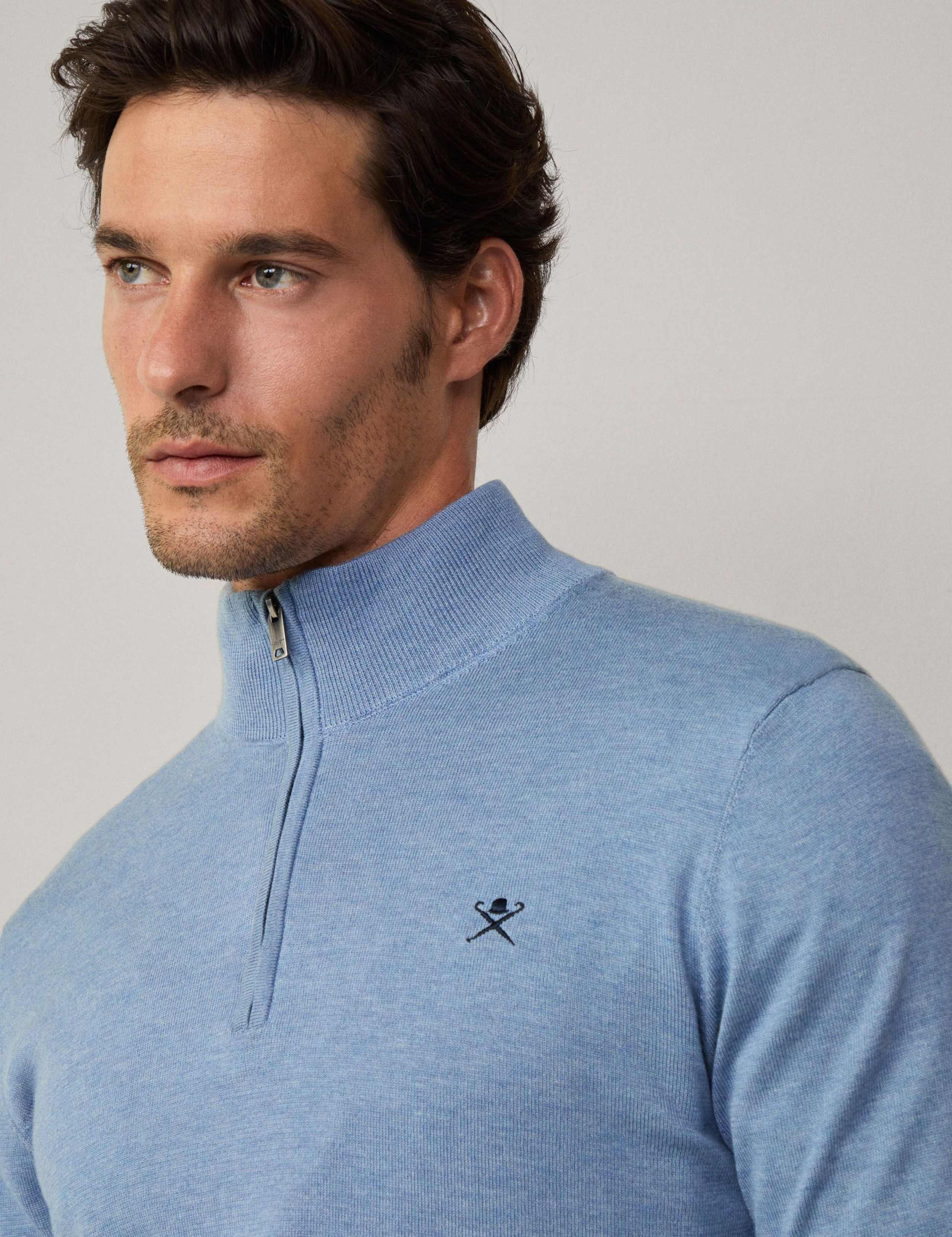 Cotton Rich Half Zip Sweatshirt with Silk 6 of 6