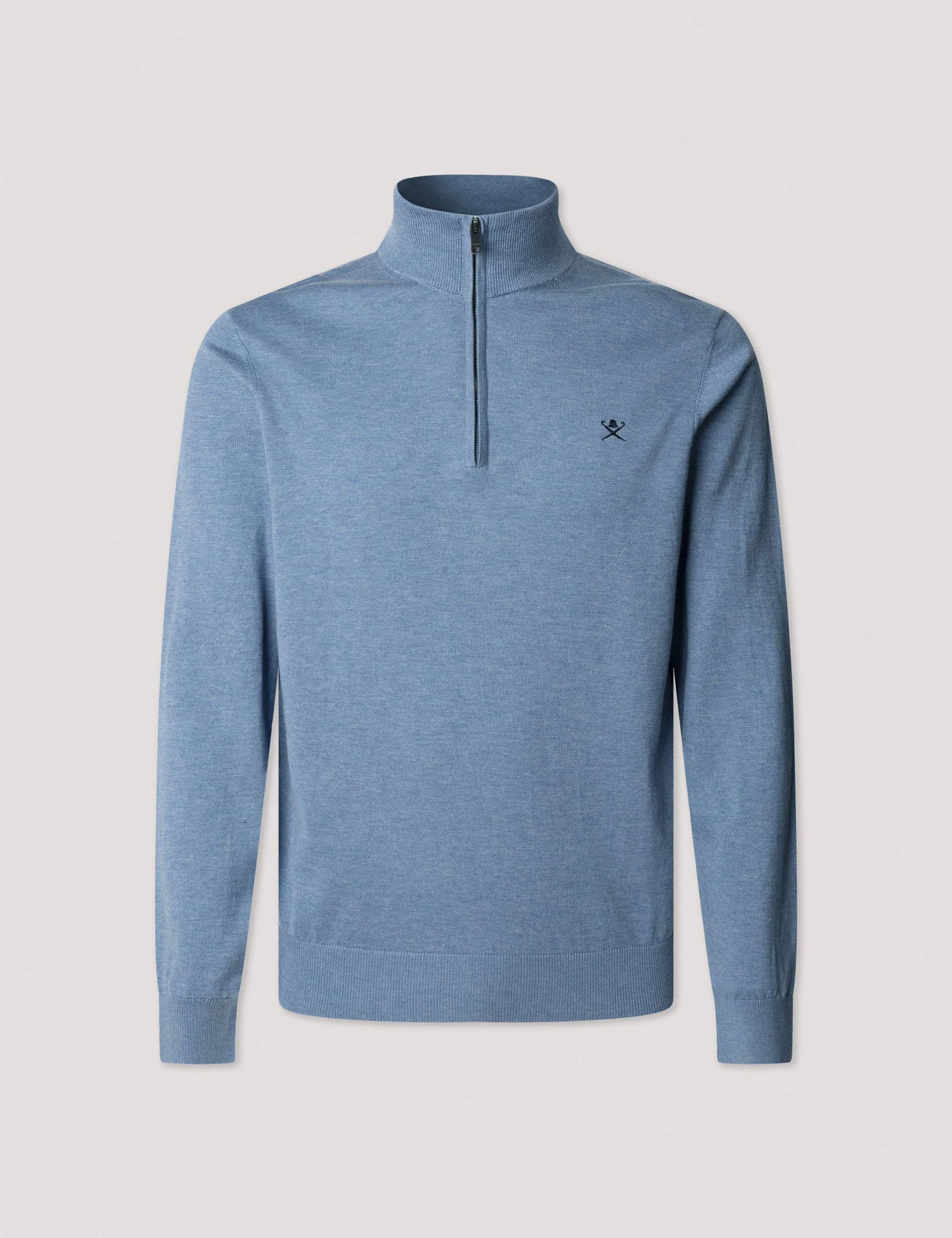 Cotton Rich Half Zip Sweatshirt with Silk 2 of 6