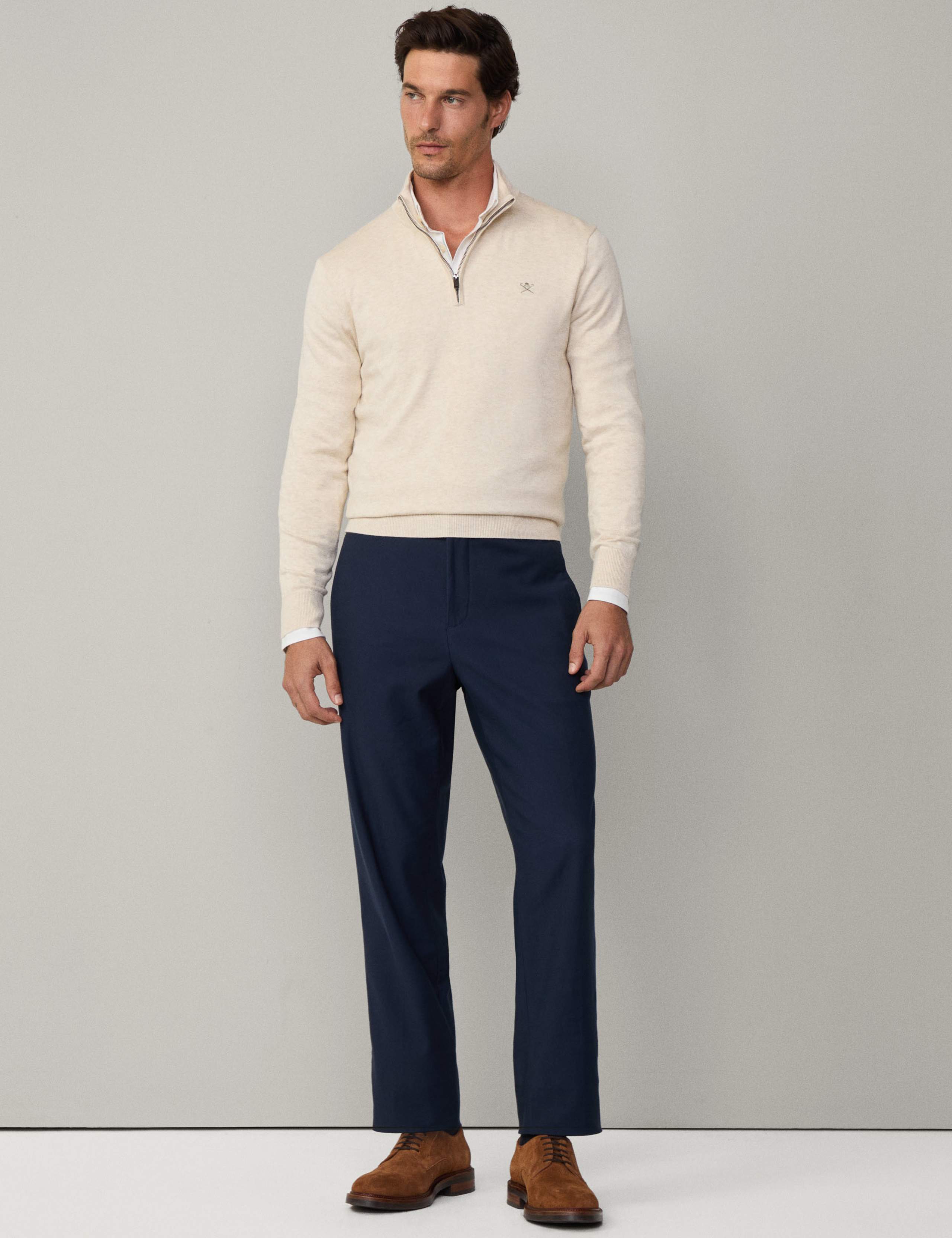 Cotton Rich Half Zip Sweatshirt with Silk 3 of 6