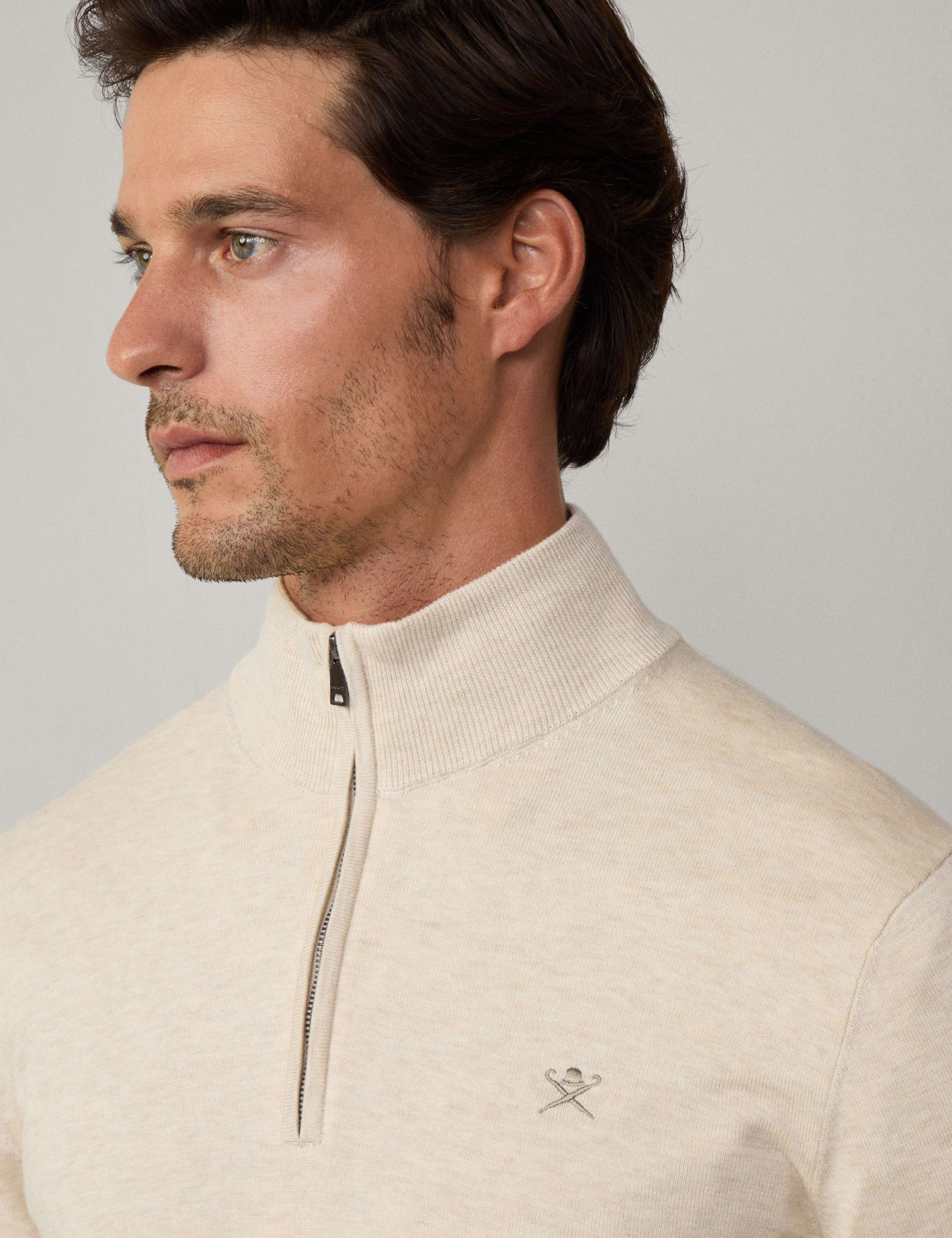 Cotton Rich Half Zip Sweatshirt with Silk 6 of 6