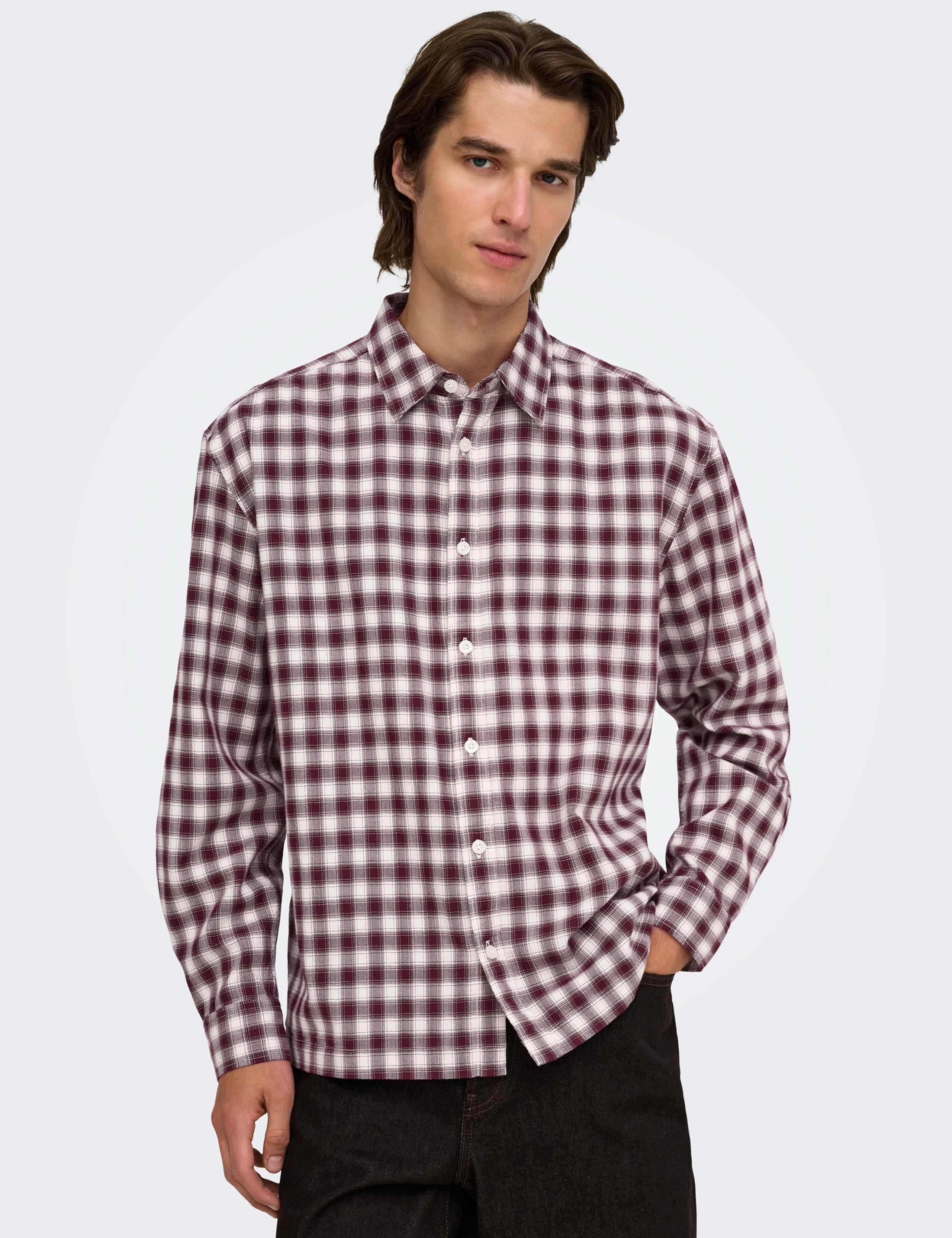 Regular Fit Brushed Cotton Checked Shirt 1 of 6
