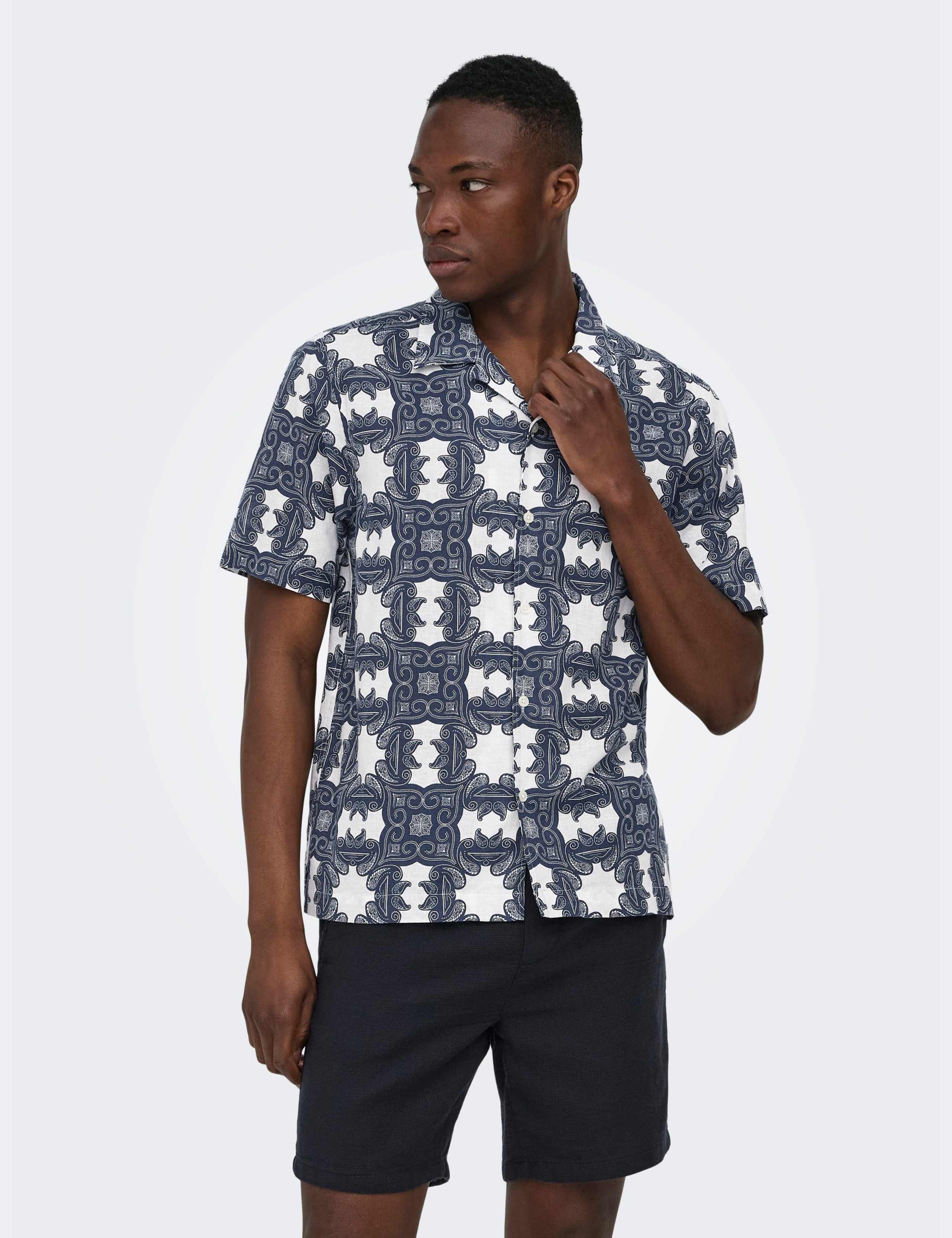 Regular Fit Cotton Linen Blend Printed Shirt 4 of 7