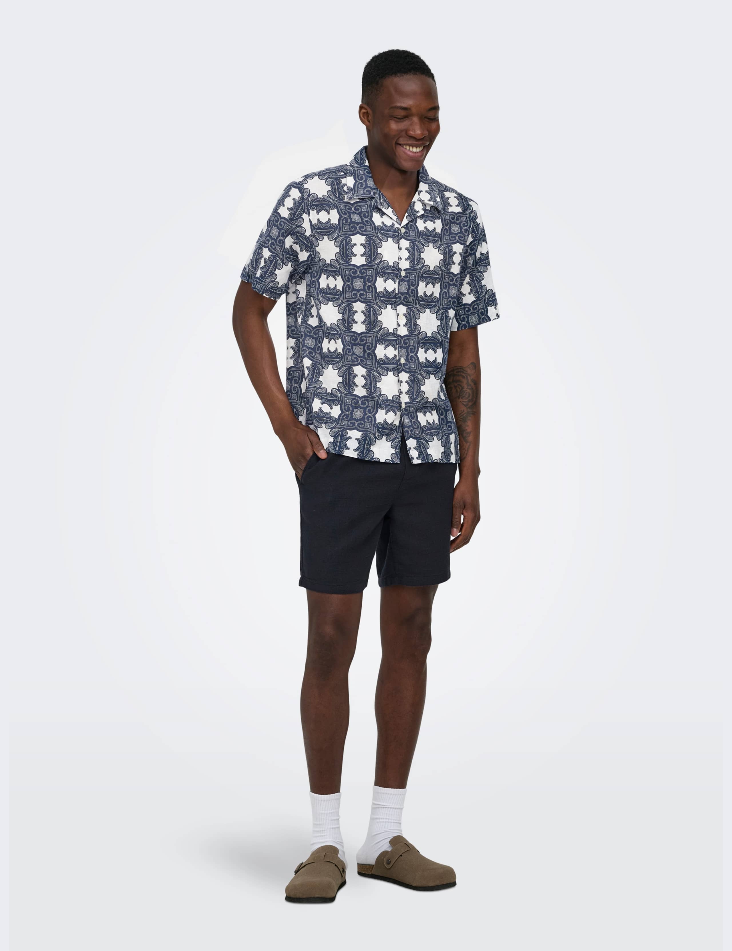 Regular Fit Cotton Linen Blend Printed Shirt 5 of 7