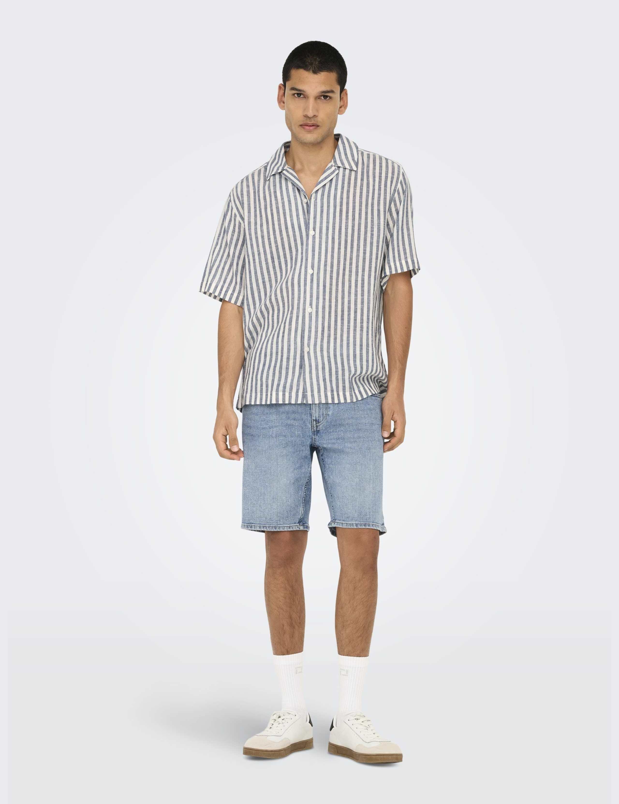 Regular Fit Linen Blend Striped Shirt 3 of 6