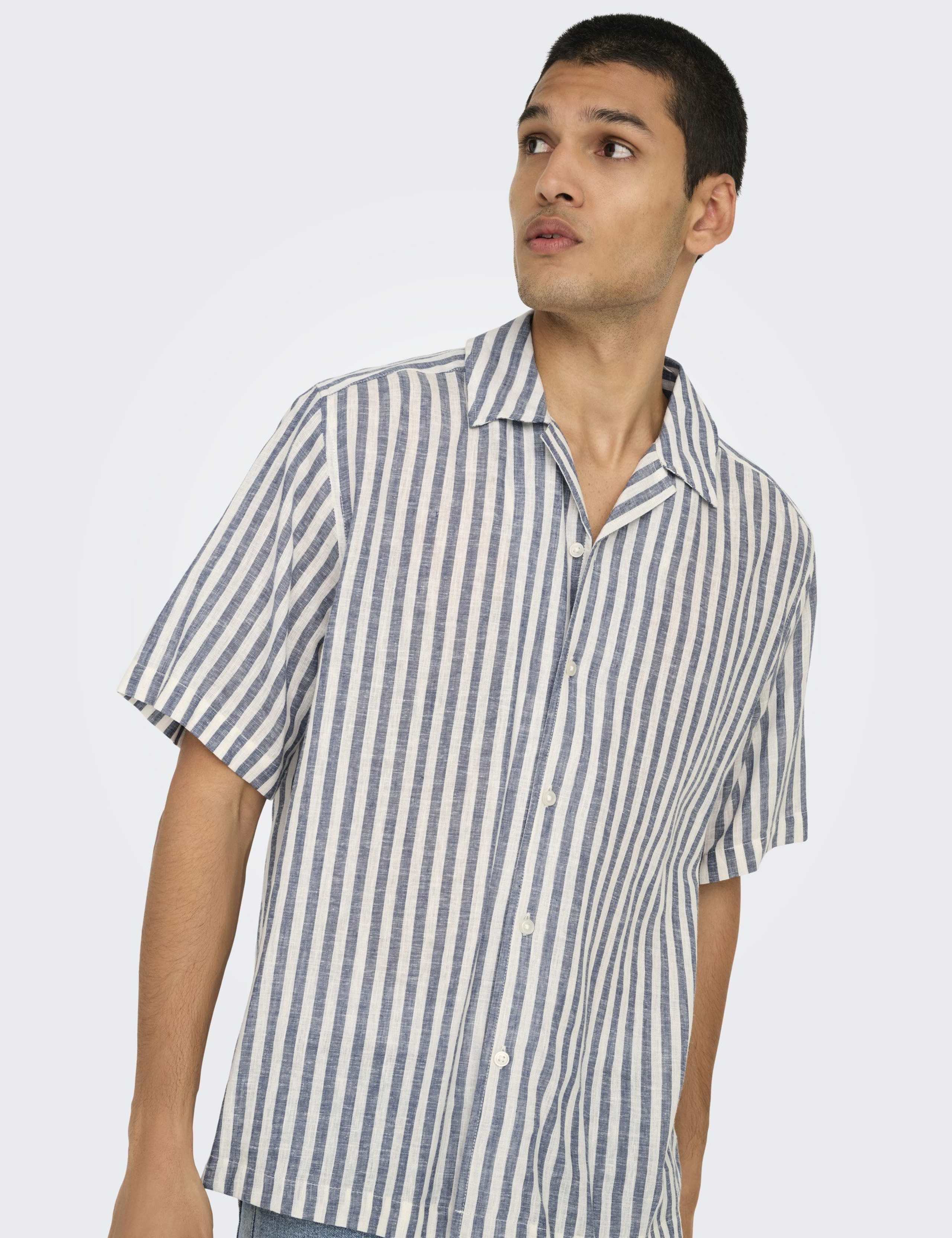 Regular Fit Linen Blend Striped Shirt 4 of 6
