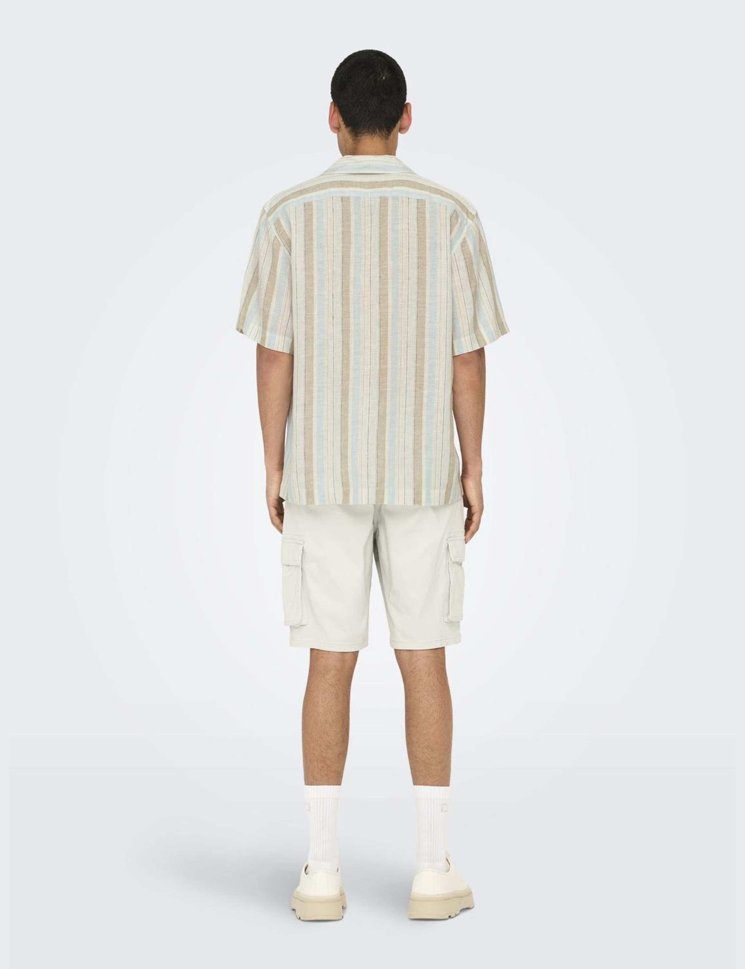 Regular Fit Linen Blend Striped Shirt 3 of 6
