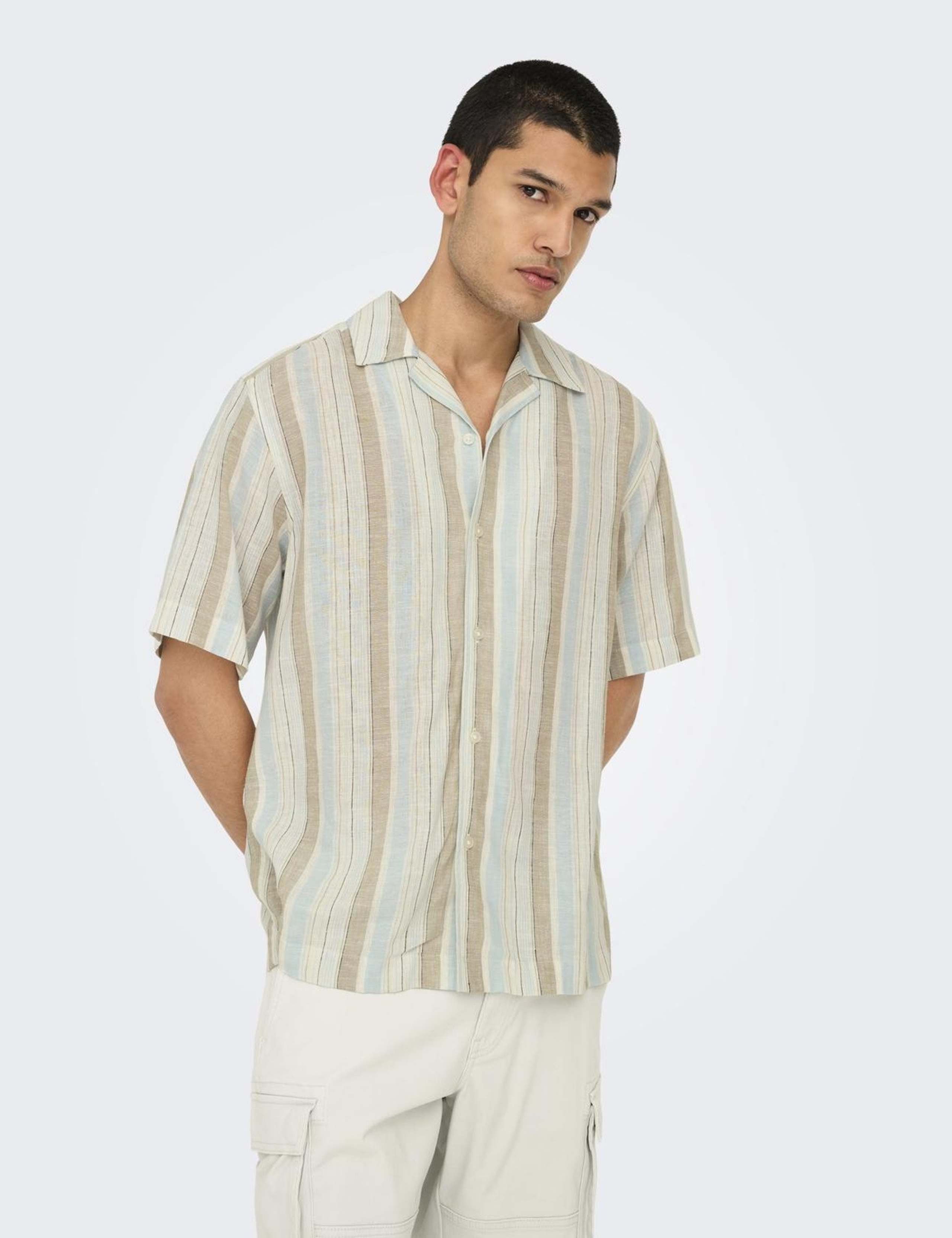 Regular Fit Linen Blend Striped Shirt 4 of 6