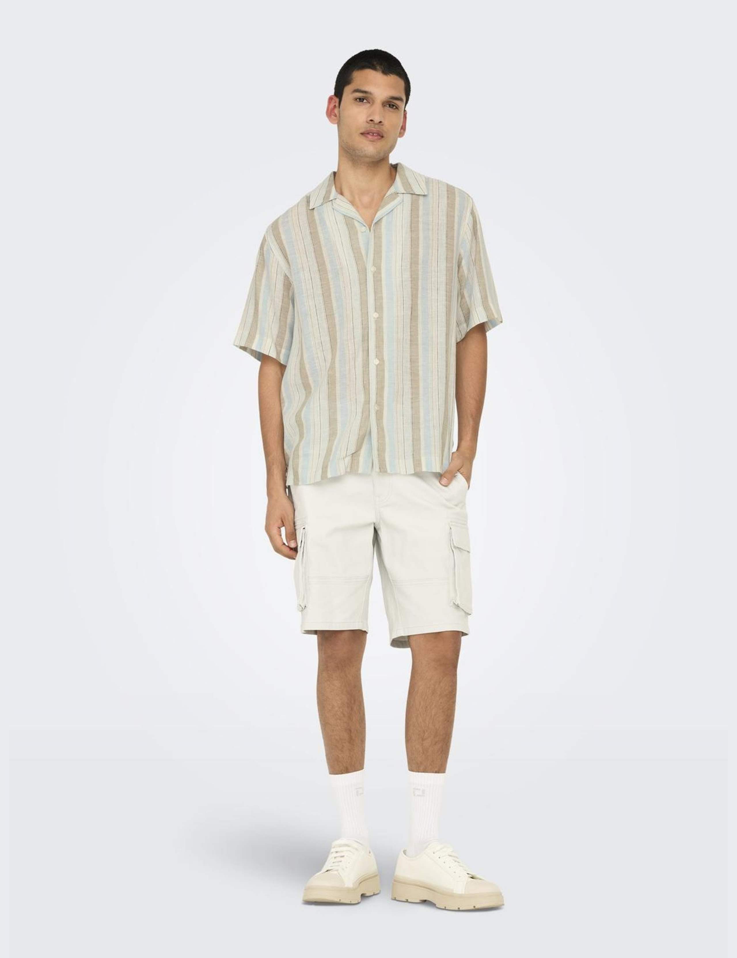 Regular Fit Linen Blend Striped Shirt 5 of 6