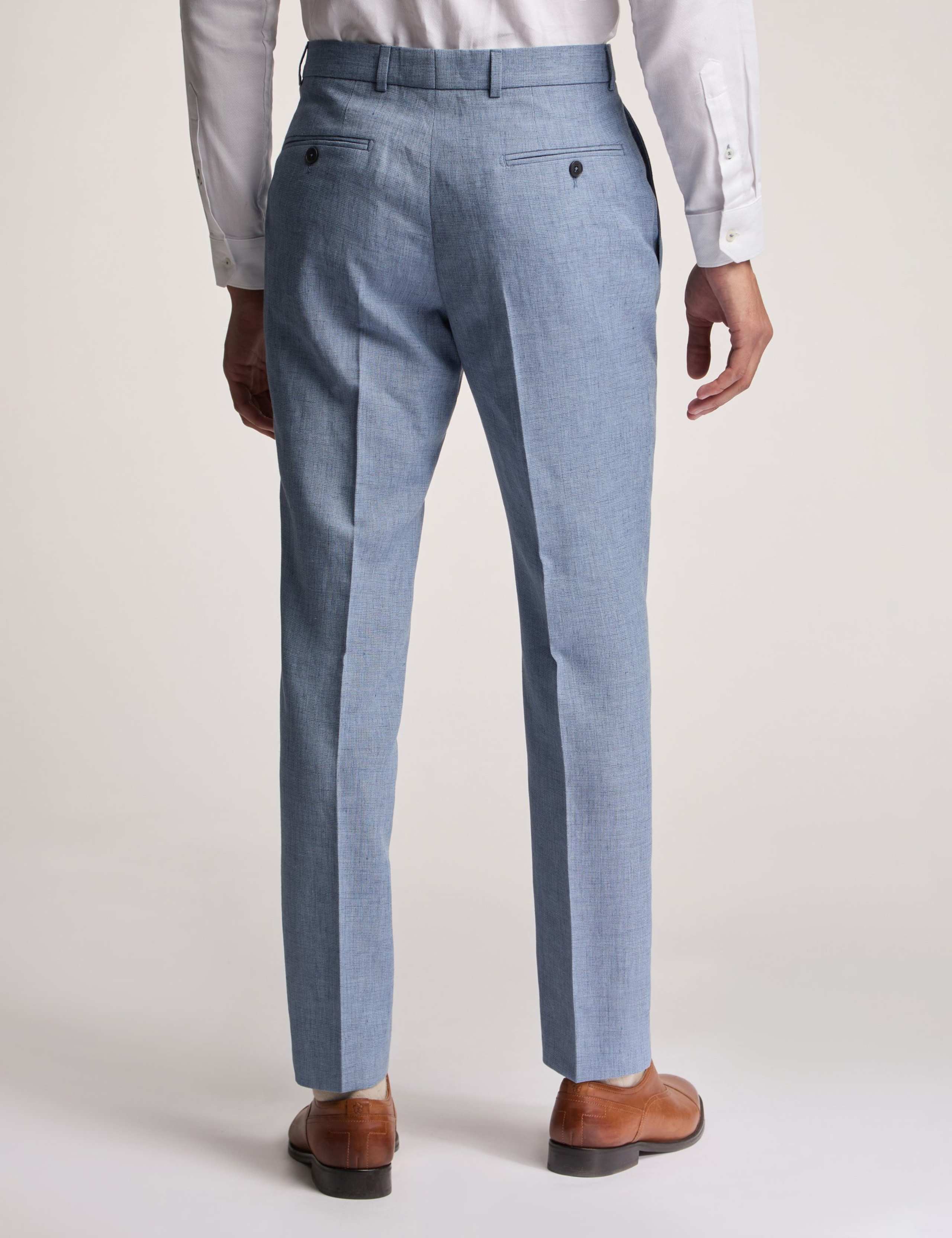 Slim Fit Linen Rich Flat Front Trousers 2 of 3