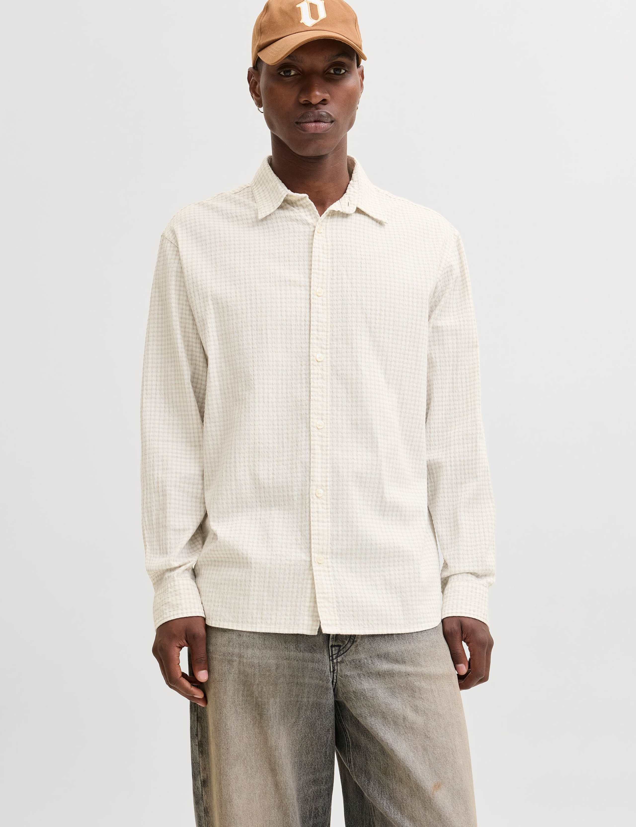 Regular Fit Cotton Rich Seersucker Checked Shirt 1 of 8