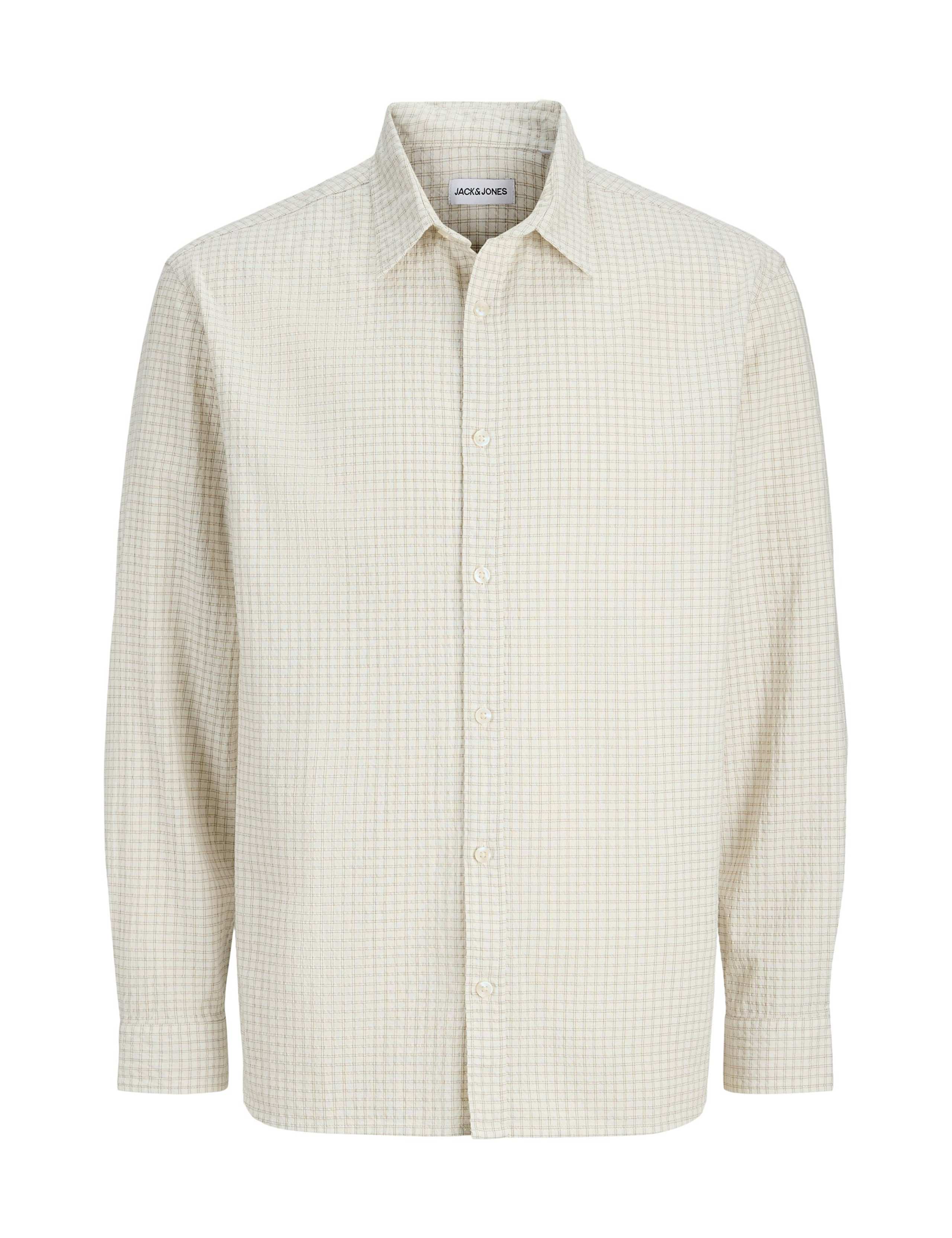 Regular Fit Cotton Rich Seersucker Checked Shirt 2 of 8