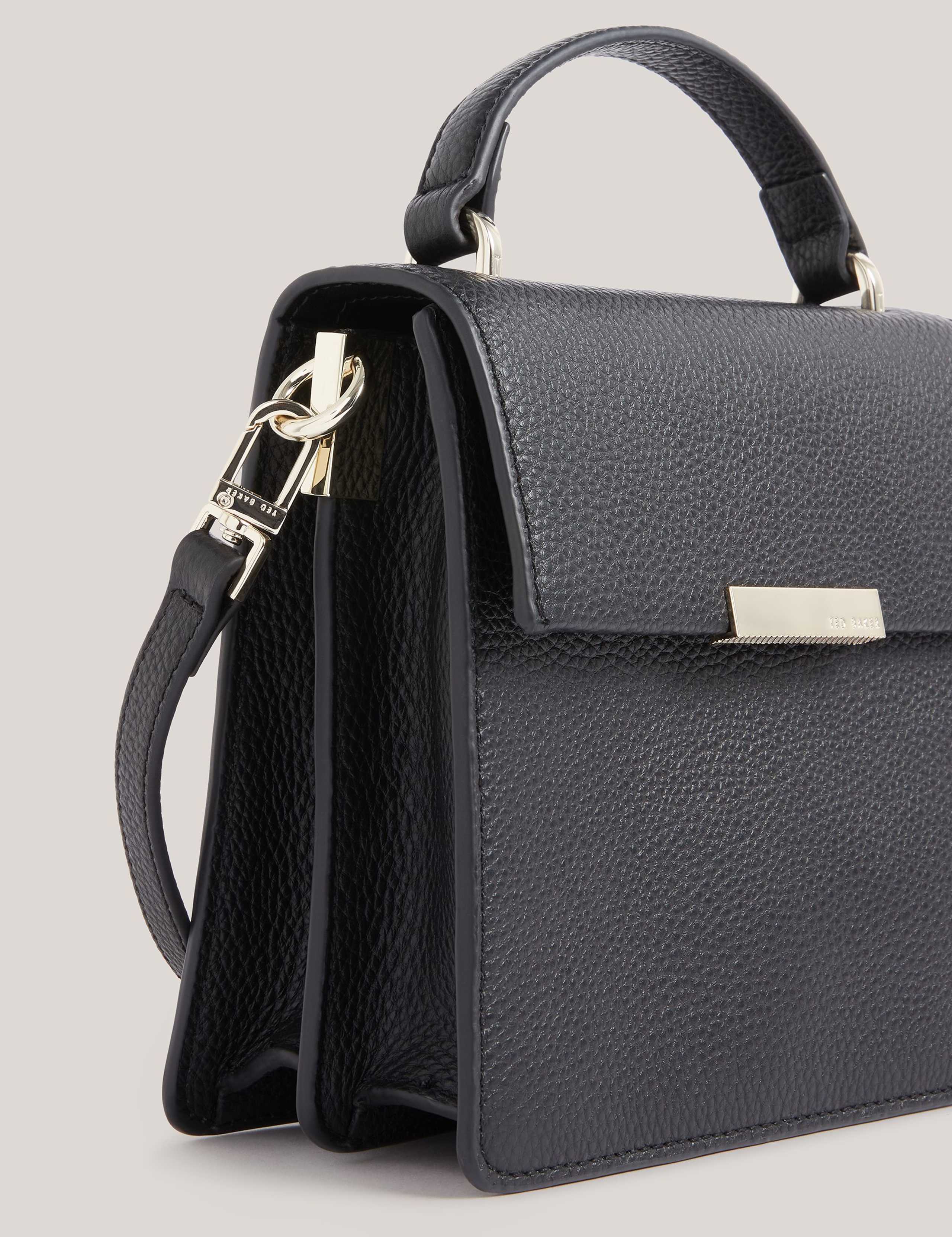 Grained Leather Top Handle Structured Bag 2 of 4