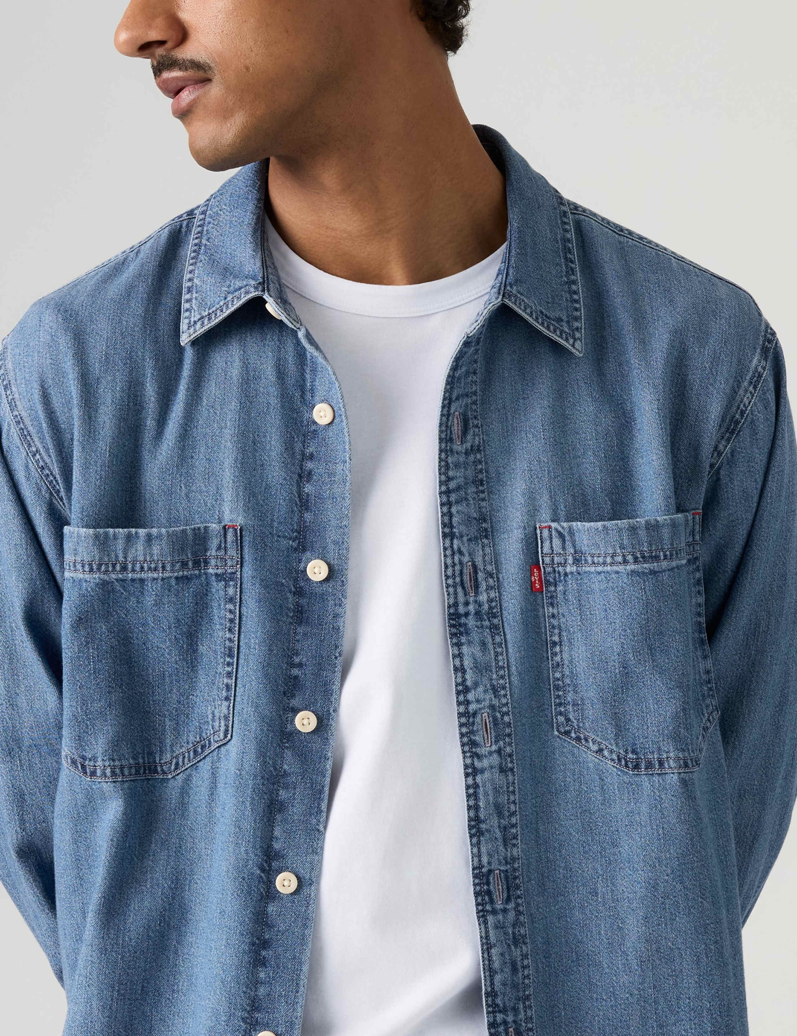Relaxed Fit Pure Cotton Denim Overshirt 2 of 4