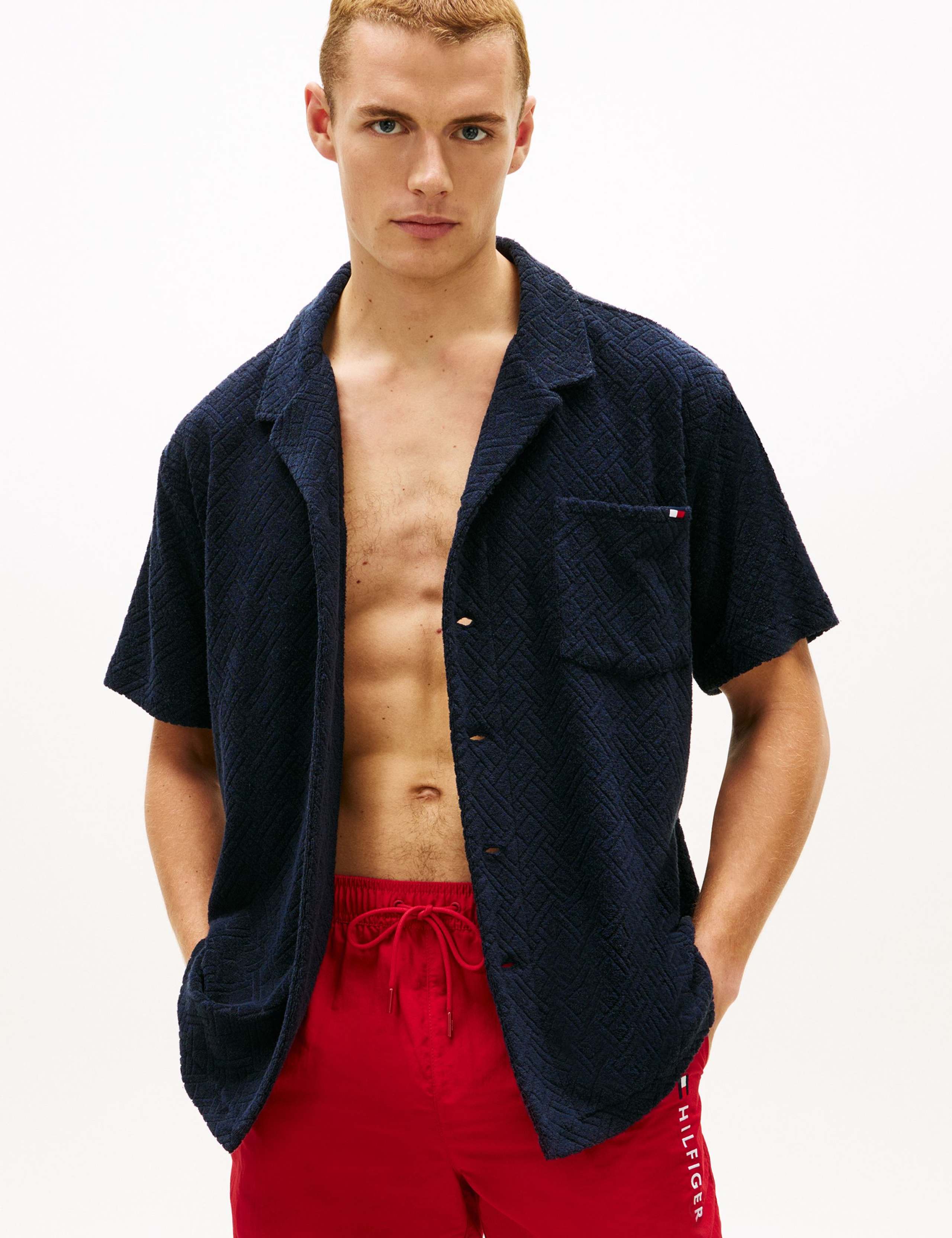 Cotton Rich Jersey Textured Short Sleeve Shirt 1 of 5