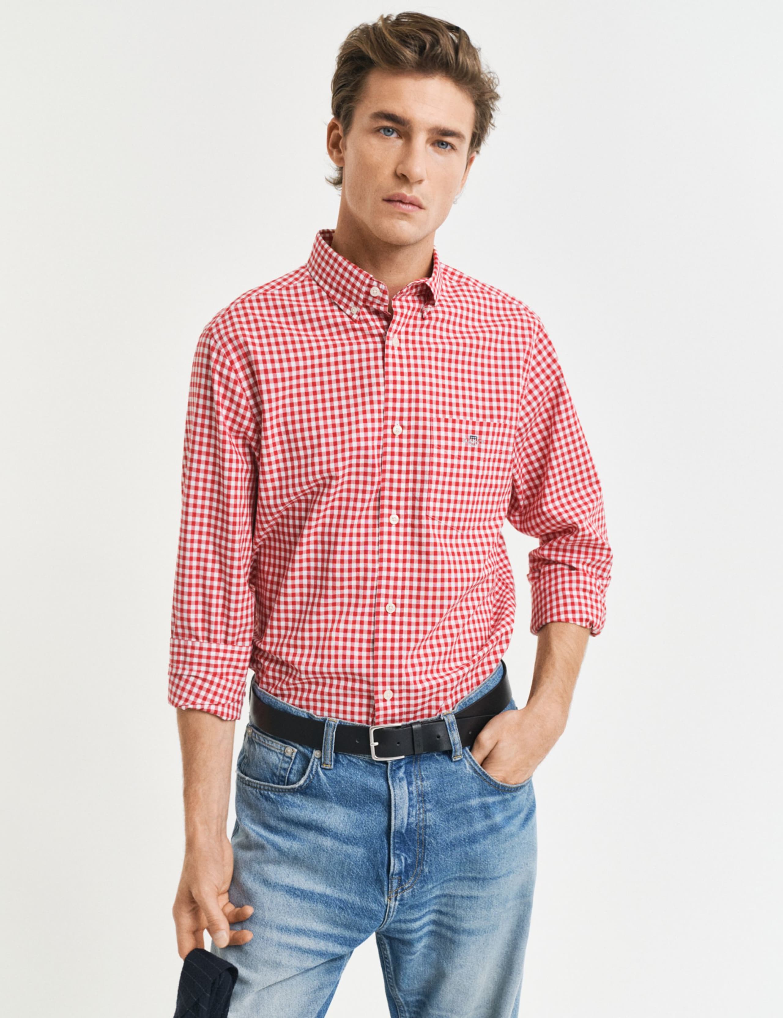 Regular Fit Pure Cotton Poplin Gingham Shirt 1 of 4