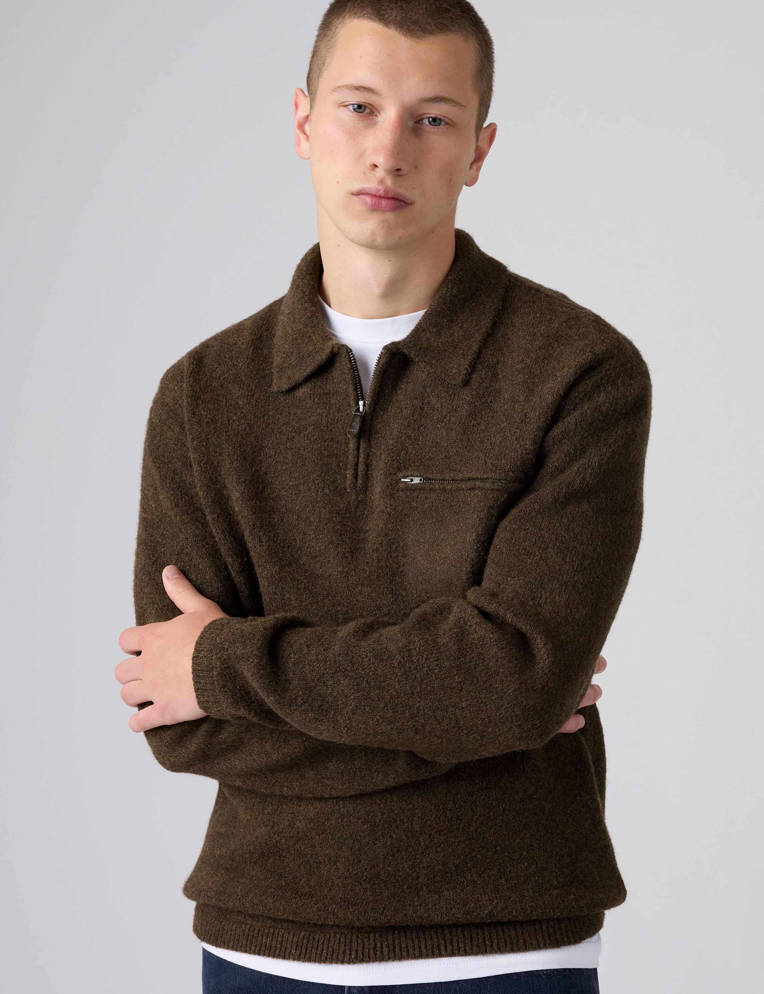Collared Neck Half Zip Jumper with Wool 5 of 7