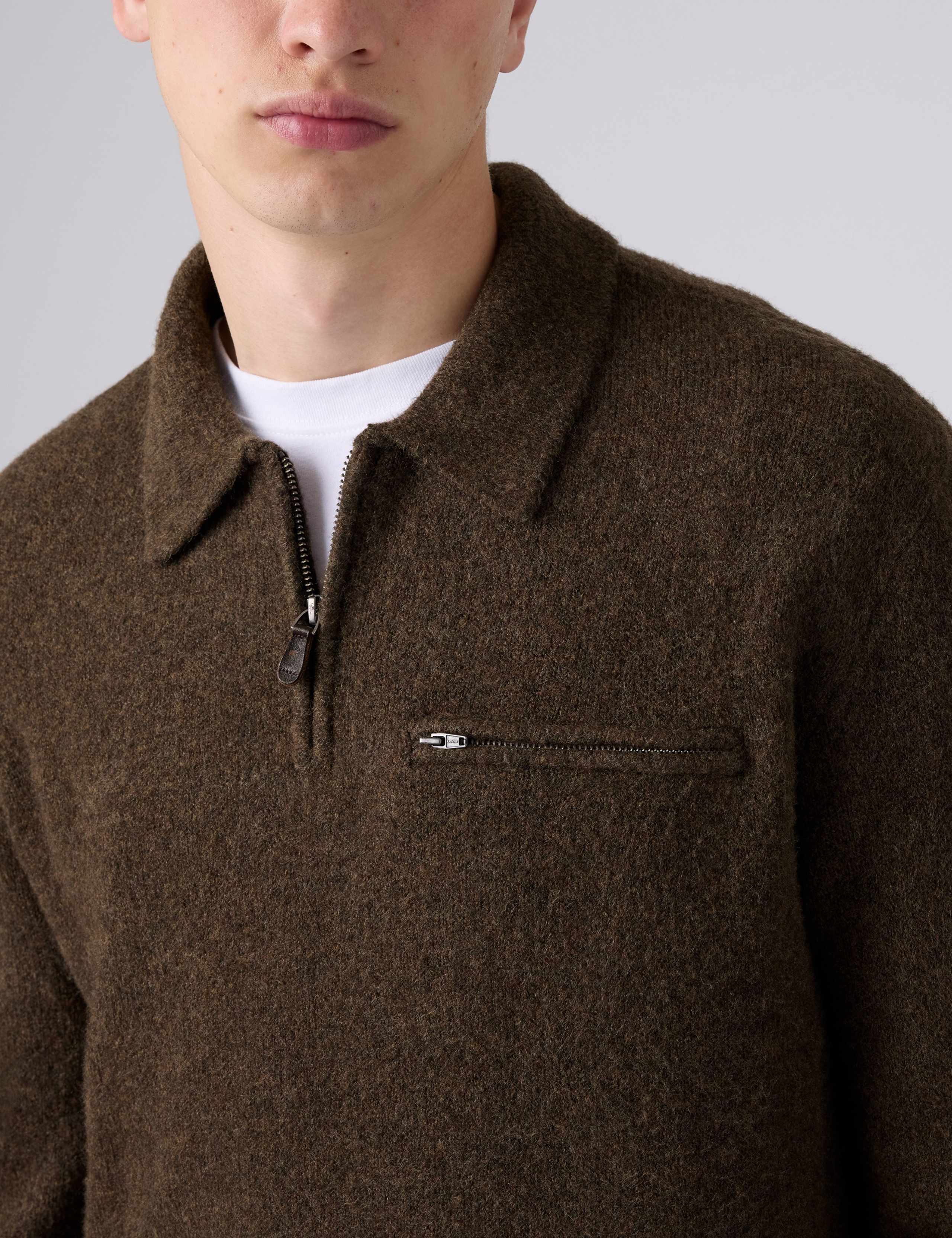 Collared Neck Half Zip Jumper with Wool 7 of 7
