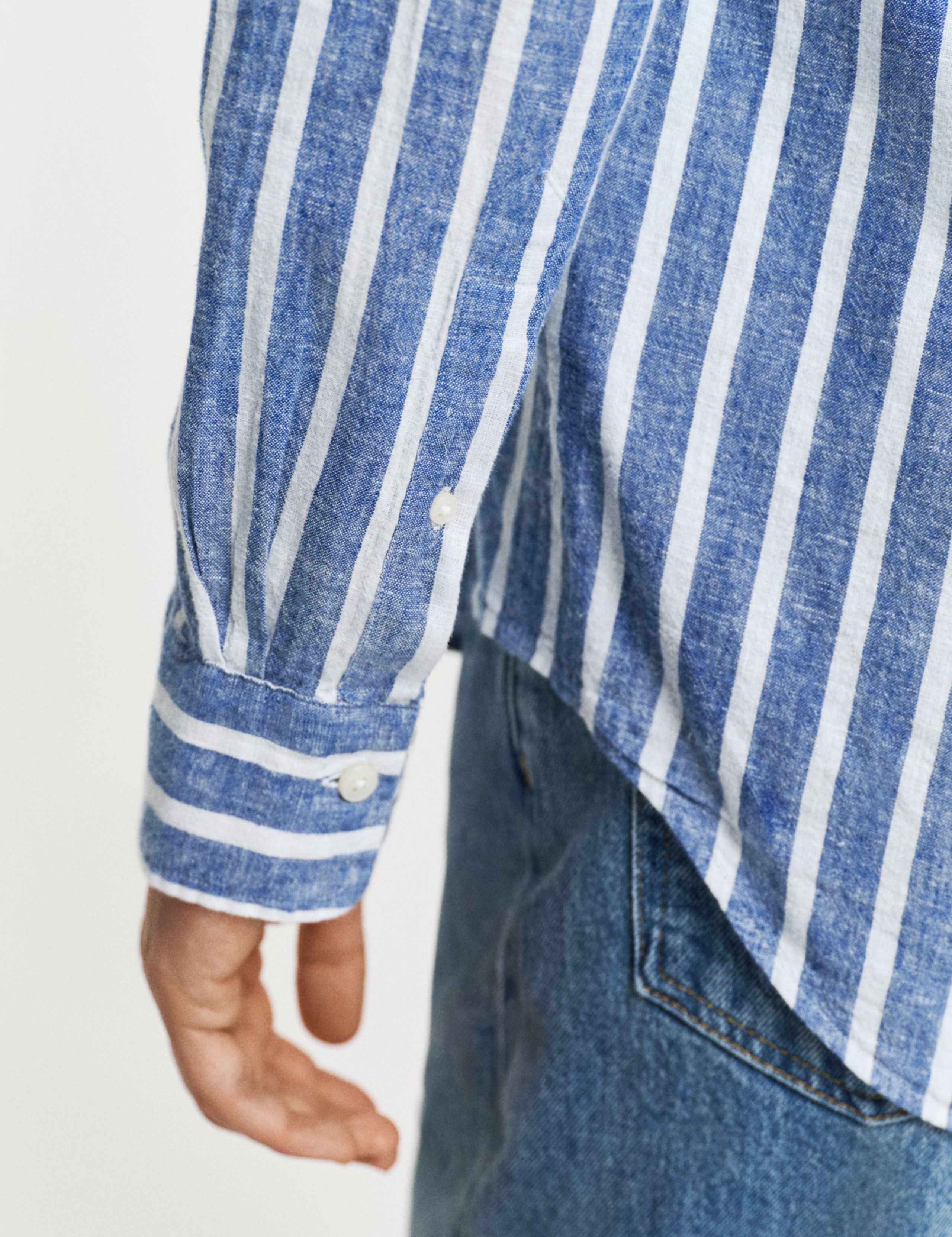 Regular Fit Linen Rich Striped Shirt 5 of 5