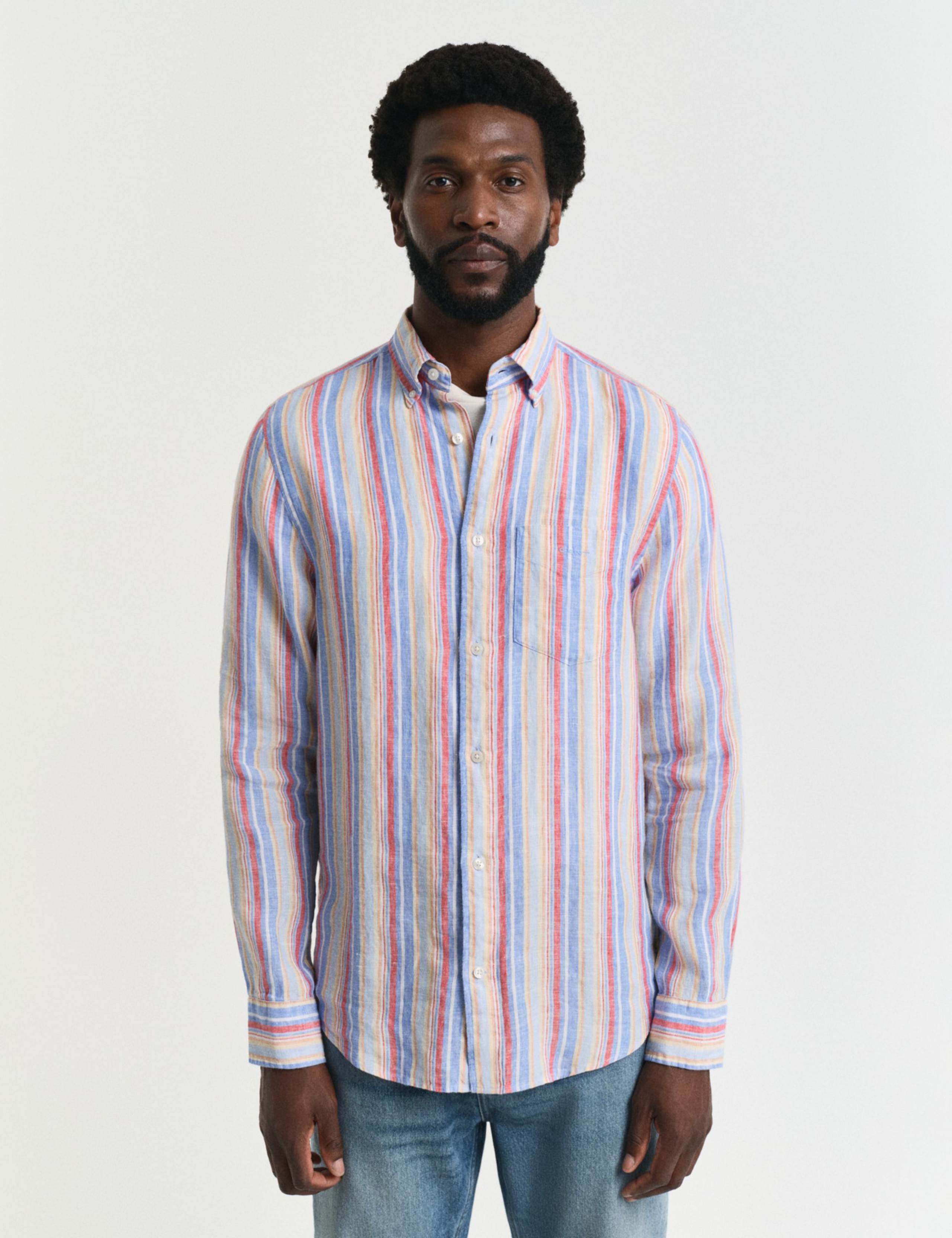 Regular Fit Pure Linen Striped Shirt 2 of 5