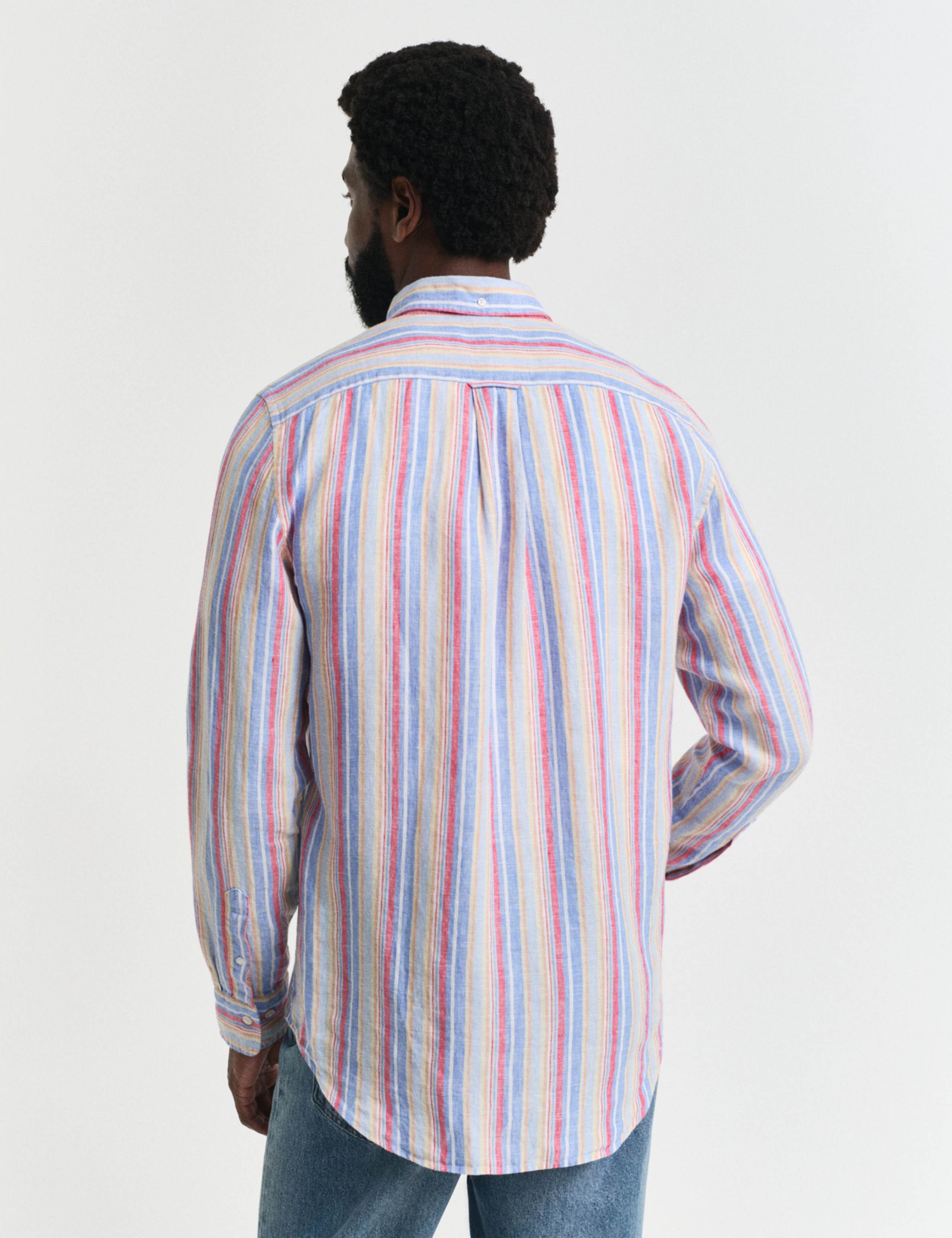 Regular Fit Pure Linen Striped Shirt 3 of 5