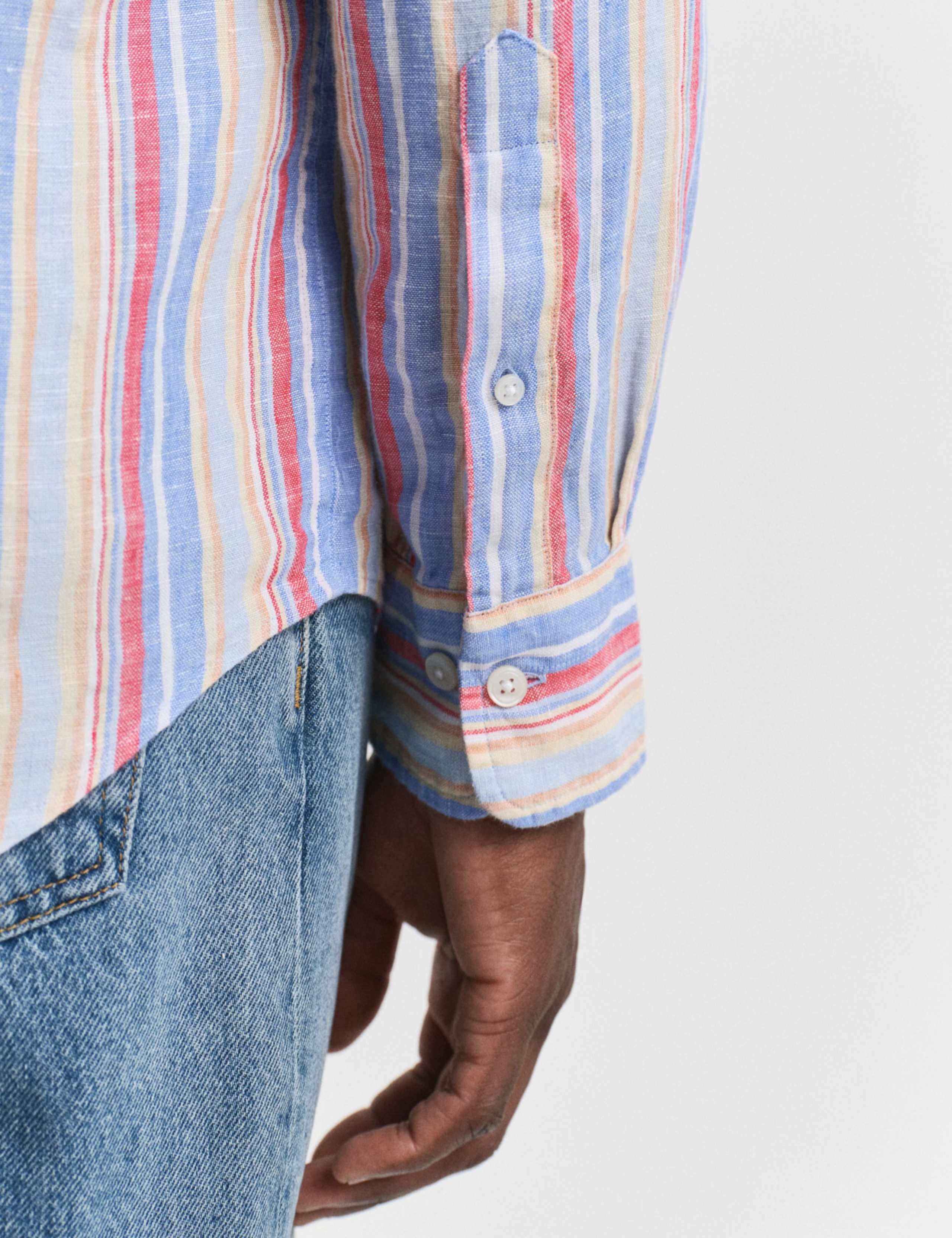 Regular Fit Pure Linen Striped Shirt 5 of 5