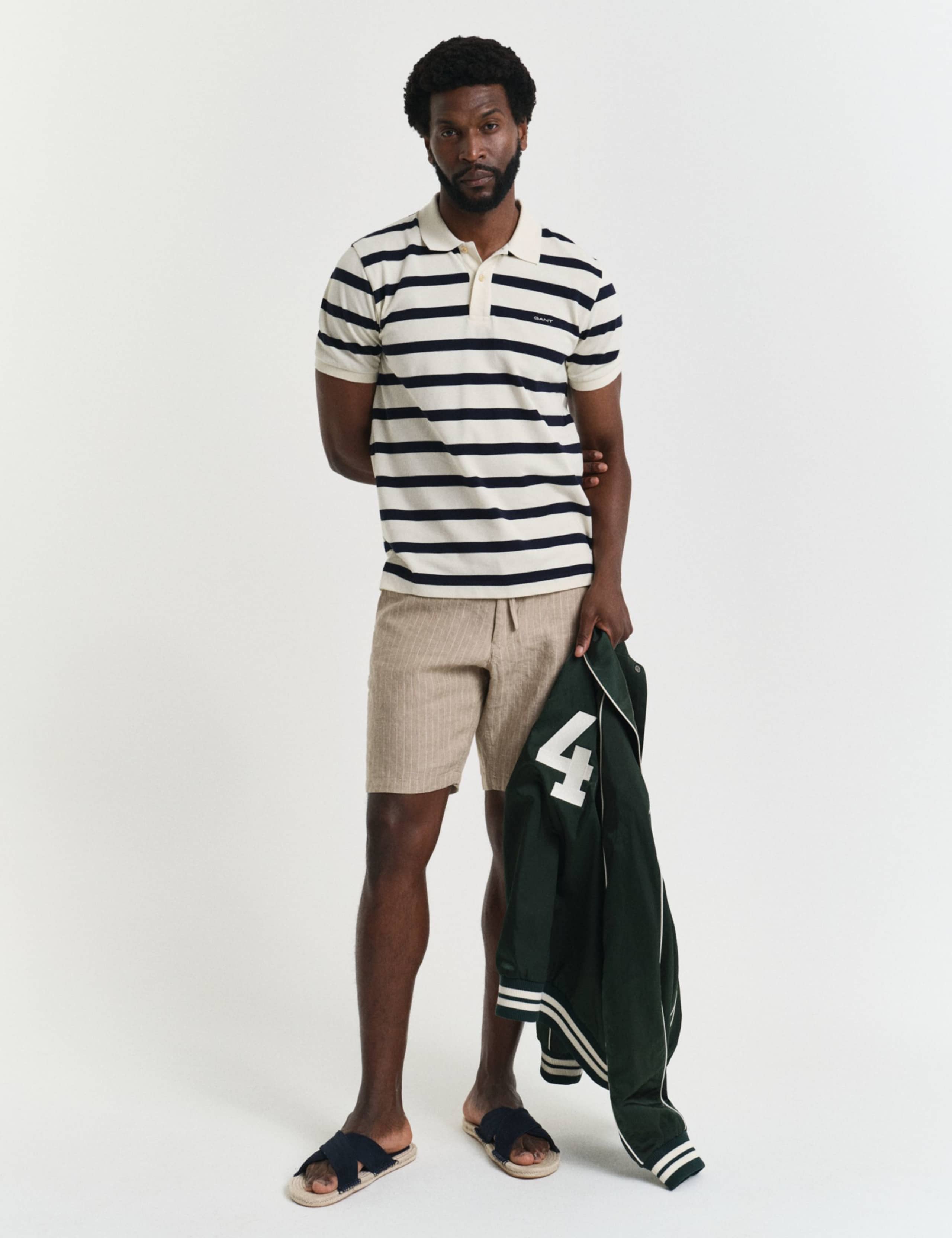 Pure Cotton Striped Button Down Collar Polo Shirt 2 of 3