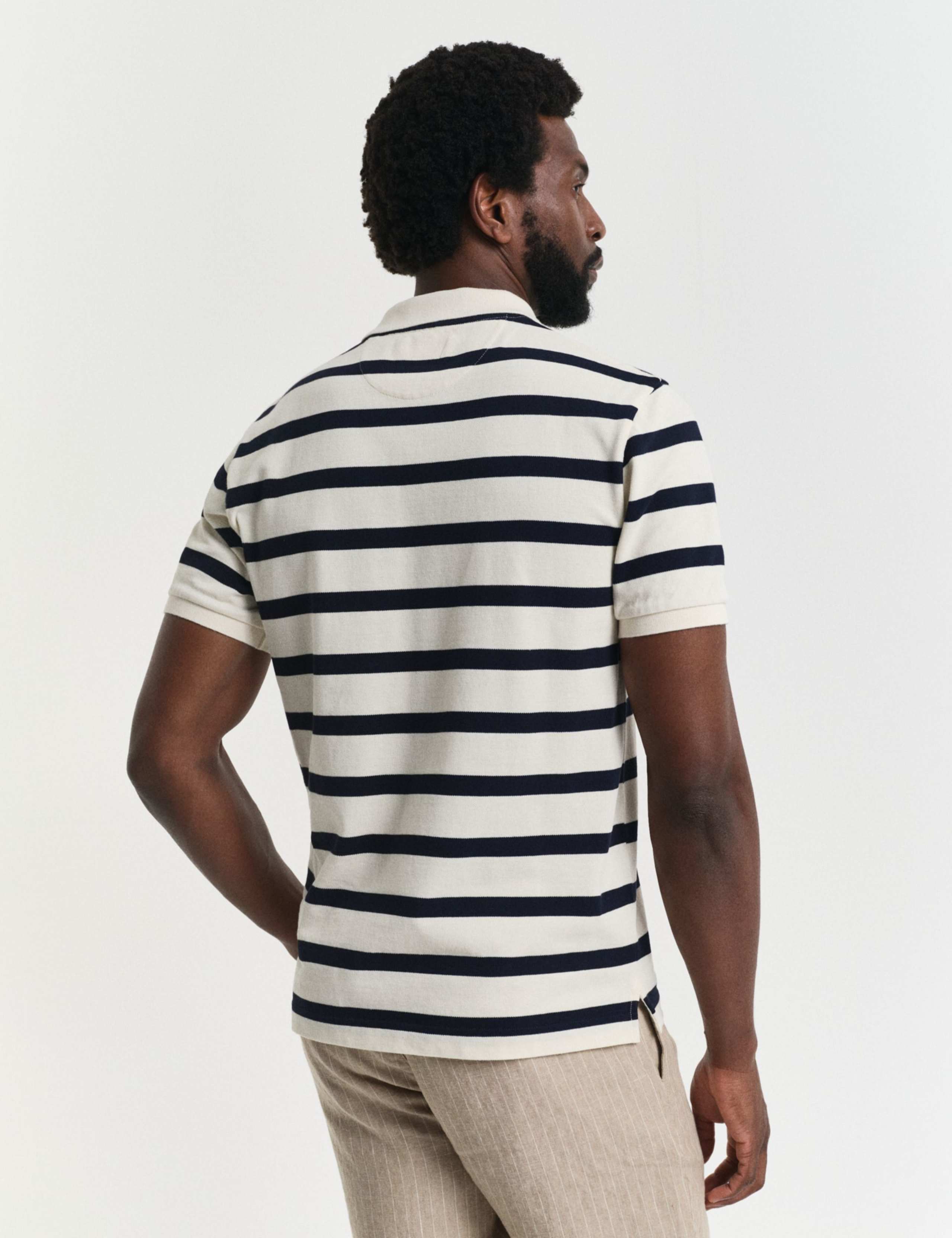 Pure Cotton Striped Button Down Collar Polo Shirt 3 of 3