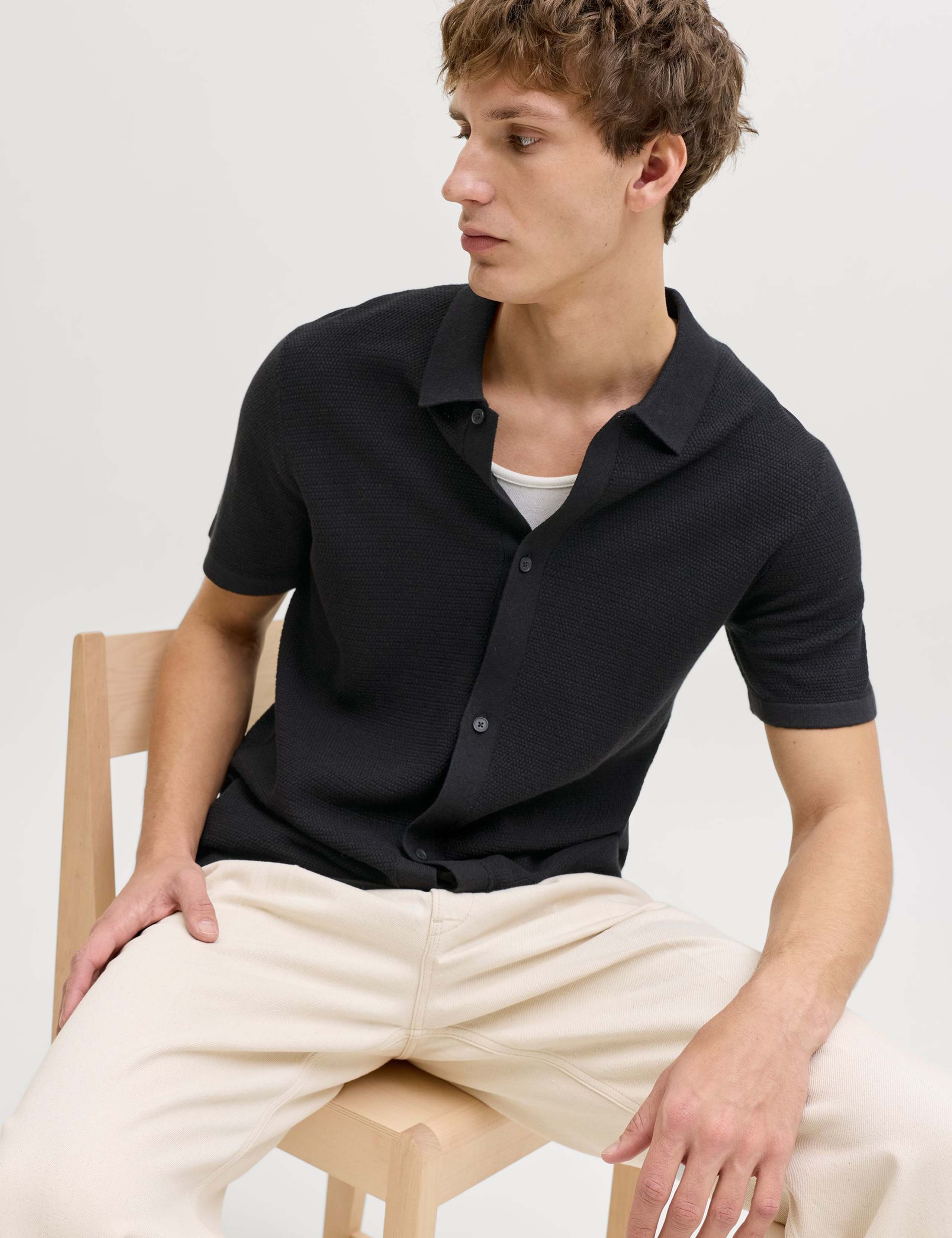 Regular Fit Cotton Rich Knitted Short Sleeve Shirt 7 of 7