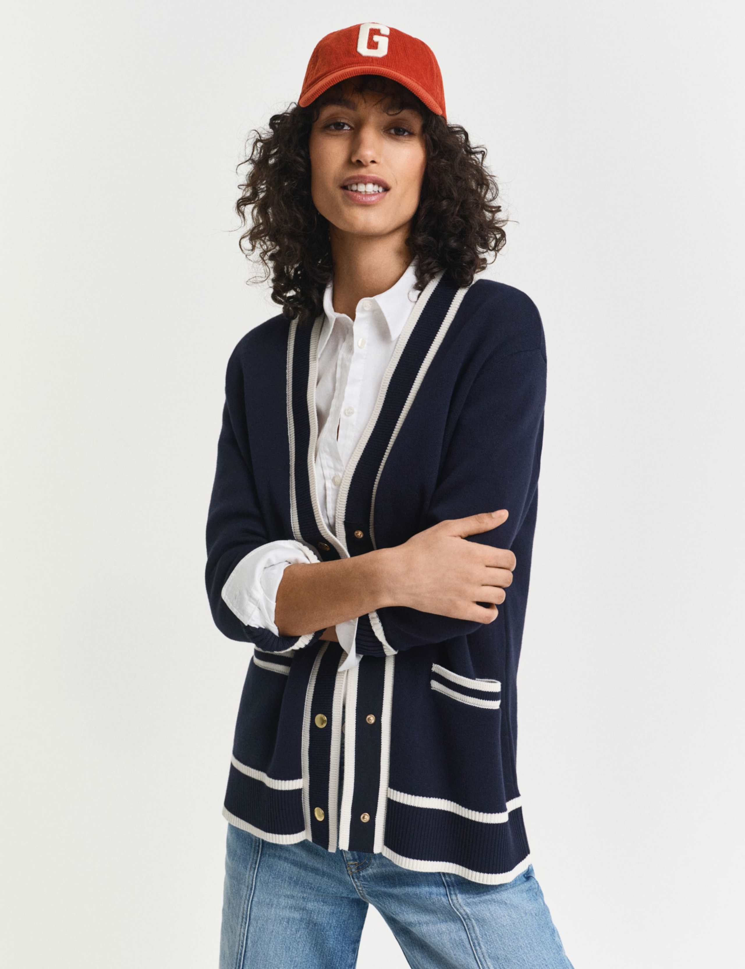 Pure Cotton Contrast Knitted Cardigan 1 of 4