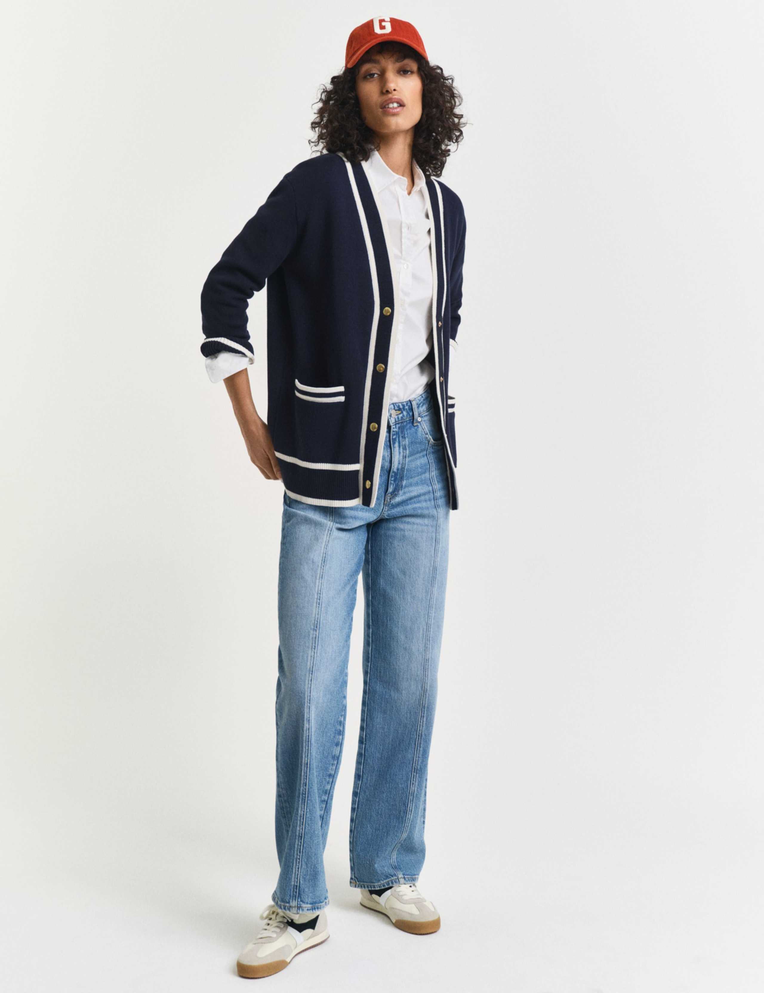 Pure Cotton Contrast Knitted Cardigan 2 of 4