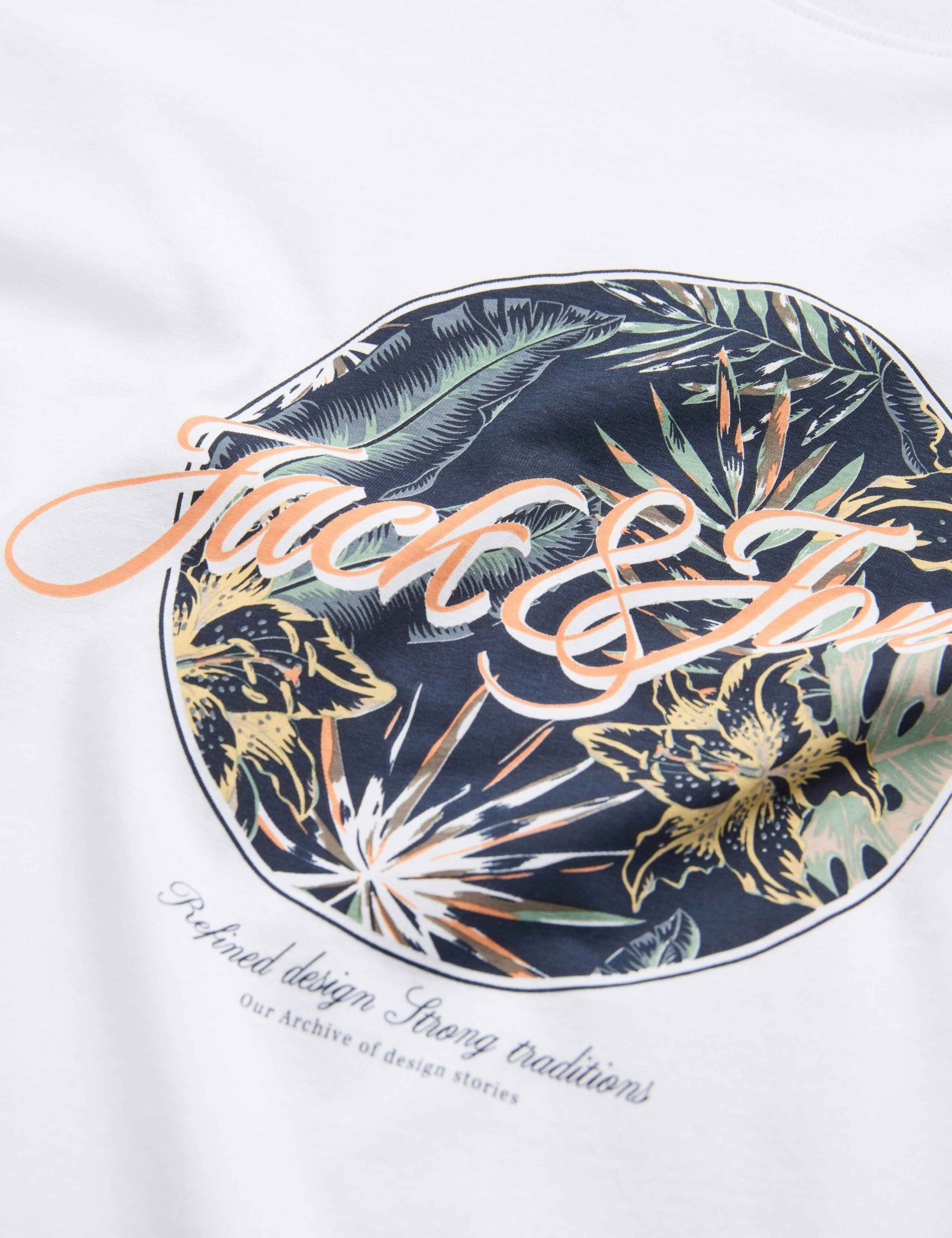 Pure Cotton Tropical Graphic Print T-Shirt 3 of 4