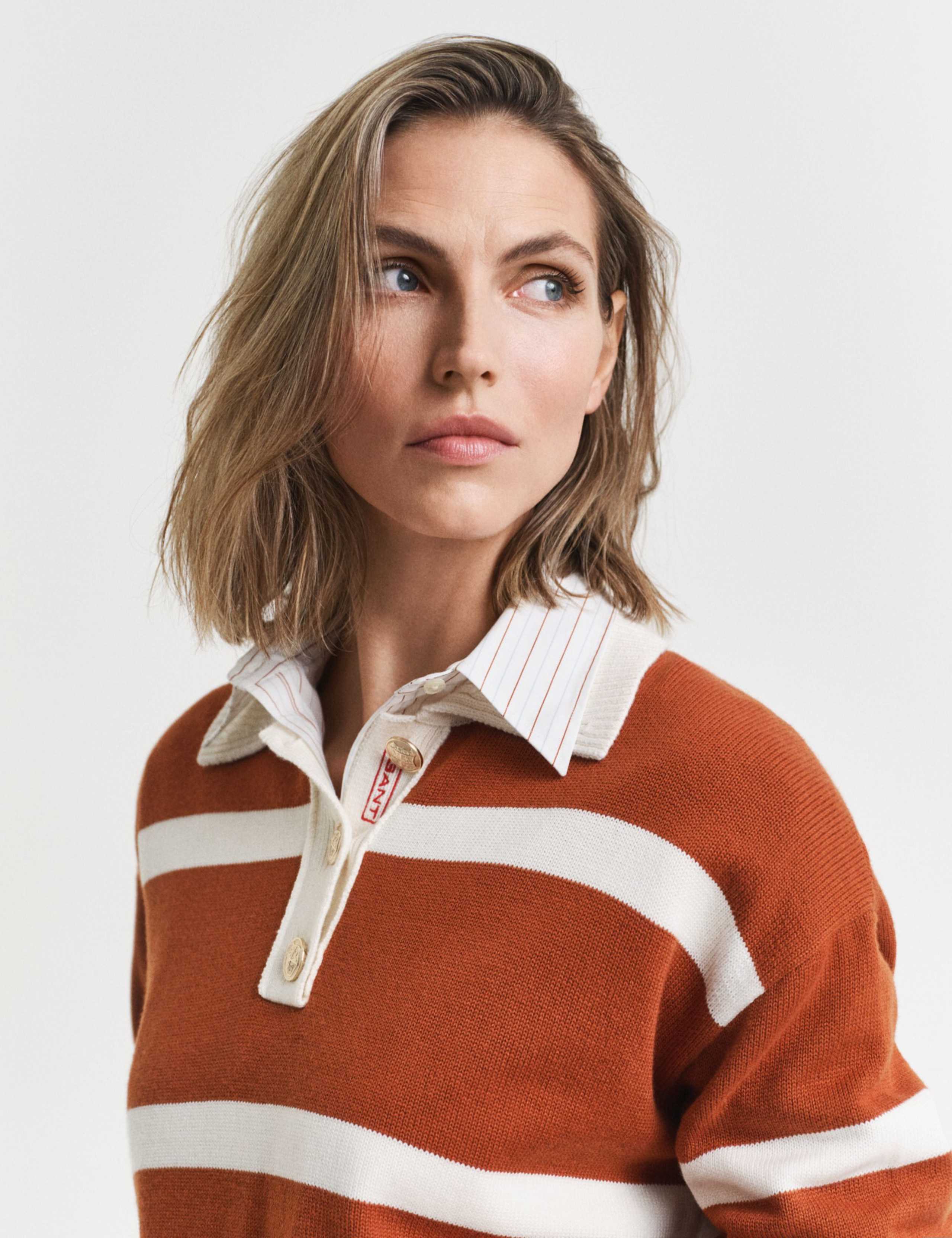 Merino Wool & Cotton Blend Striped Knitted Rugby Top 4 of 5
