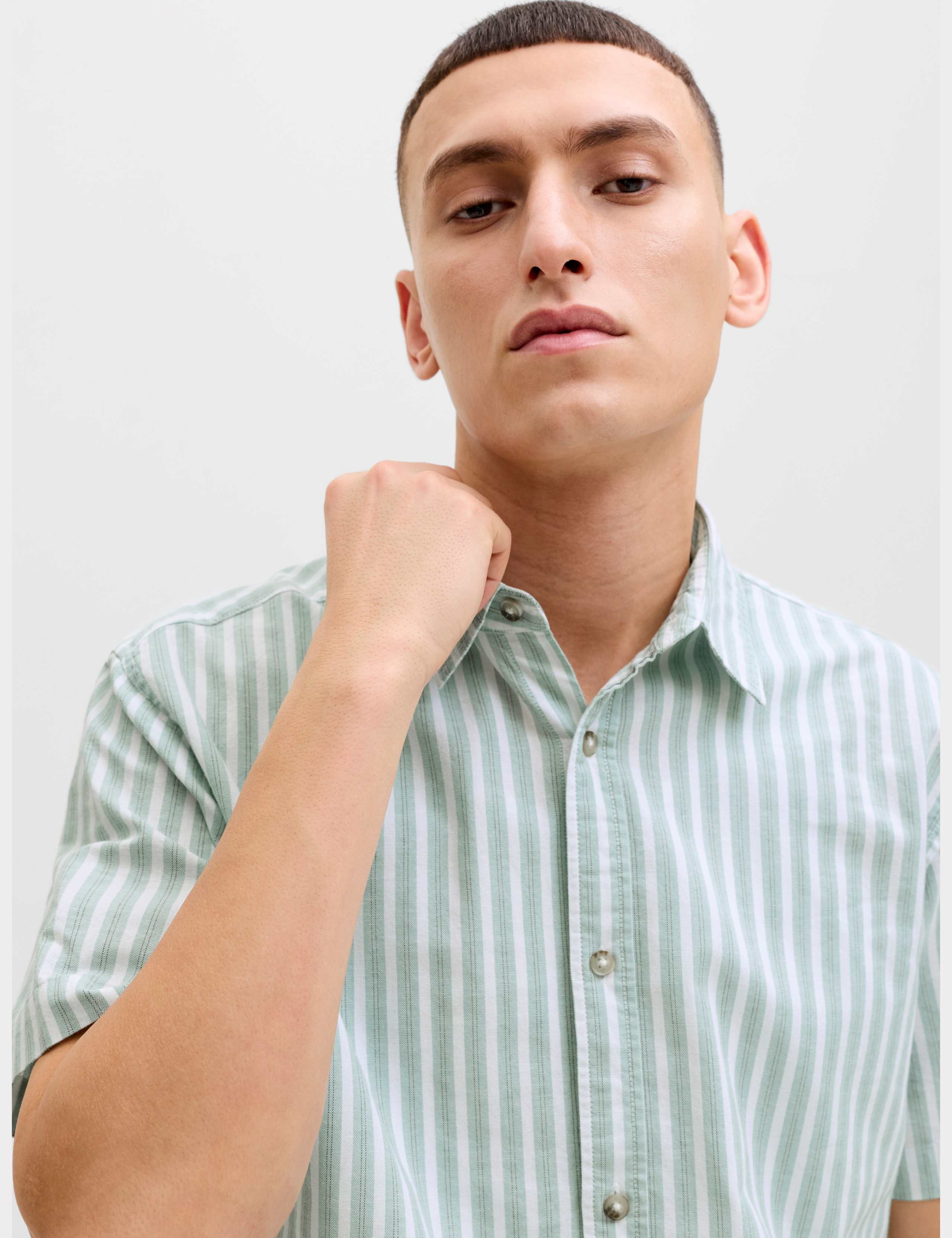 Regular Fit Striped Short Sleeve Oxford Shirt 2 of 7