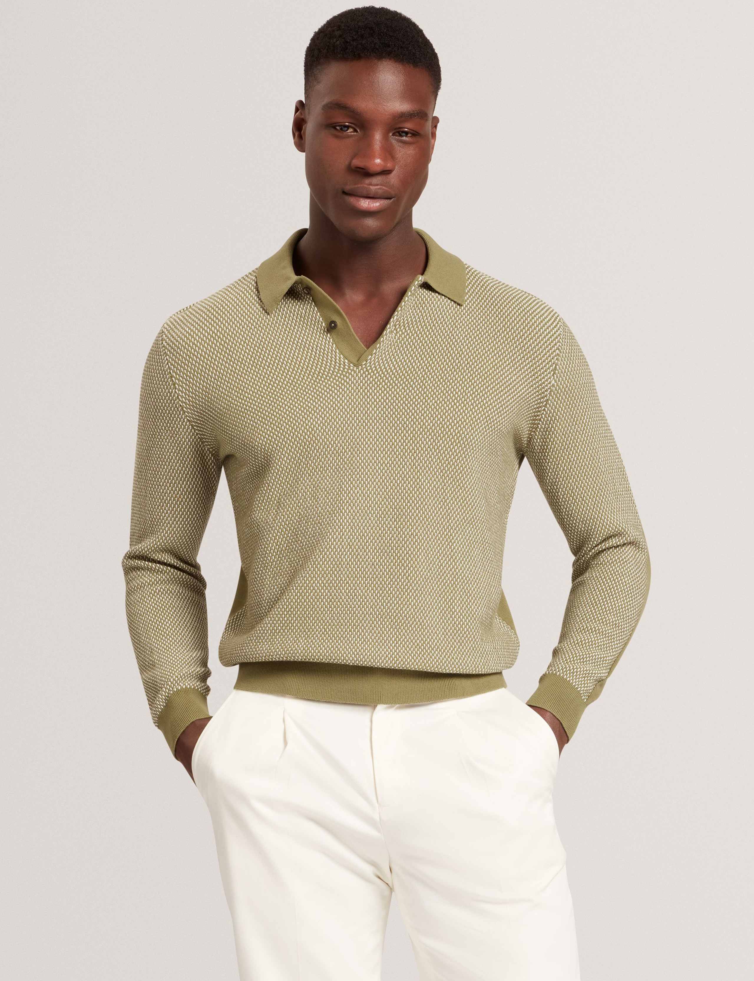 Pure Cotton Textured Polo Shirt 1 of 8