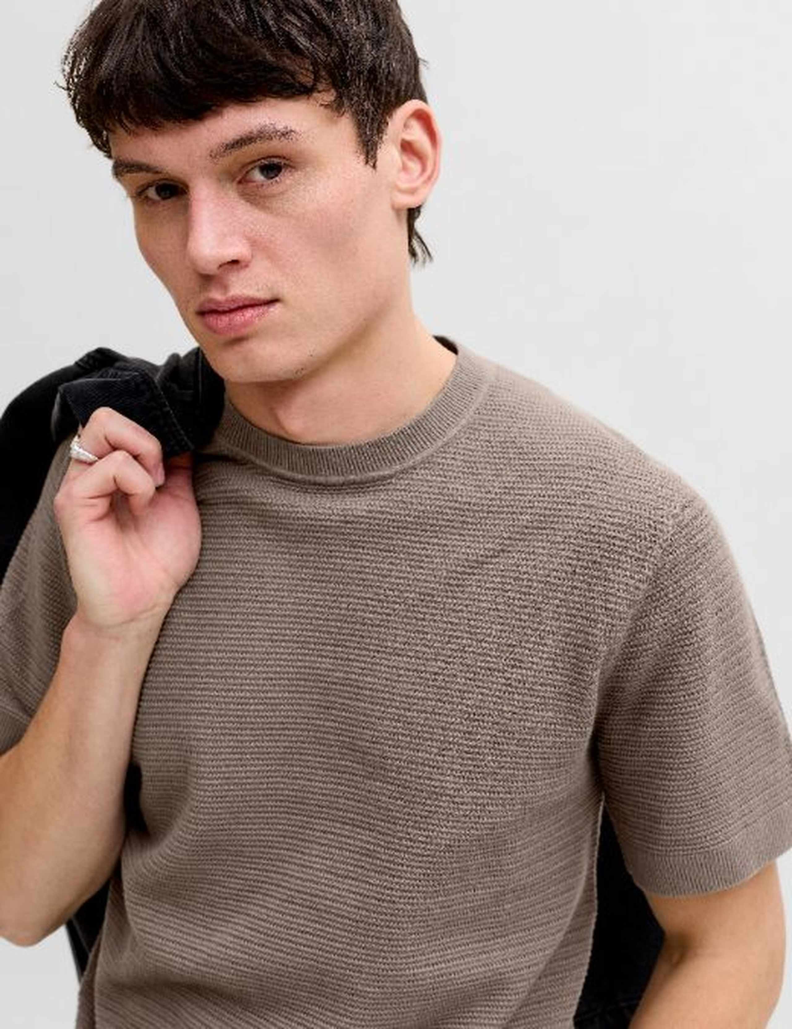 Pure Cotton Textured Knitted Crew Neck 2 of 6