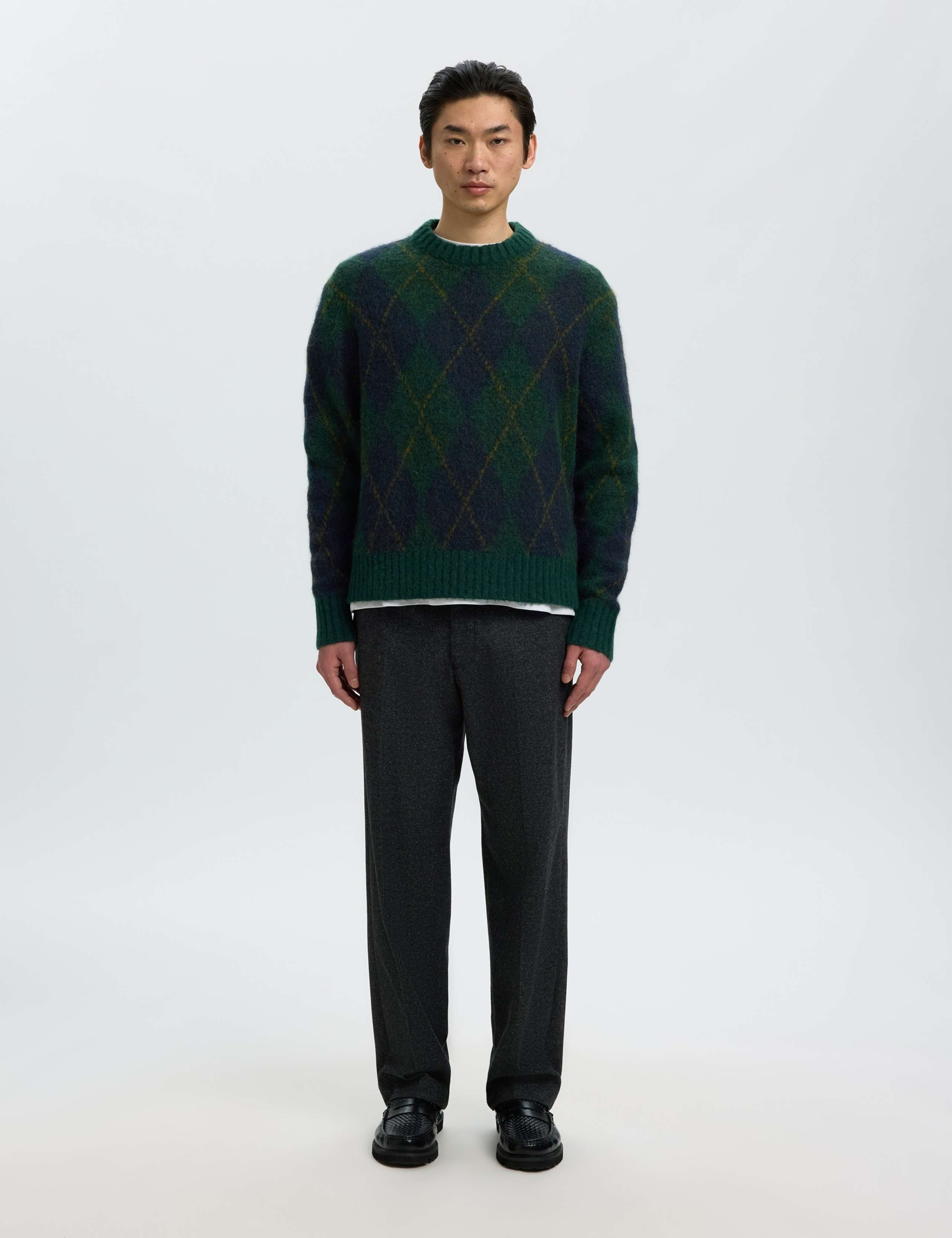 Argyle Crew Neck Jumper with Alpaca 2 of 5