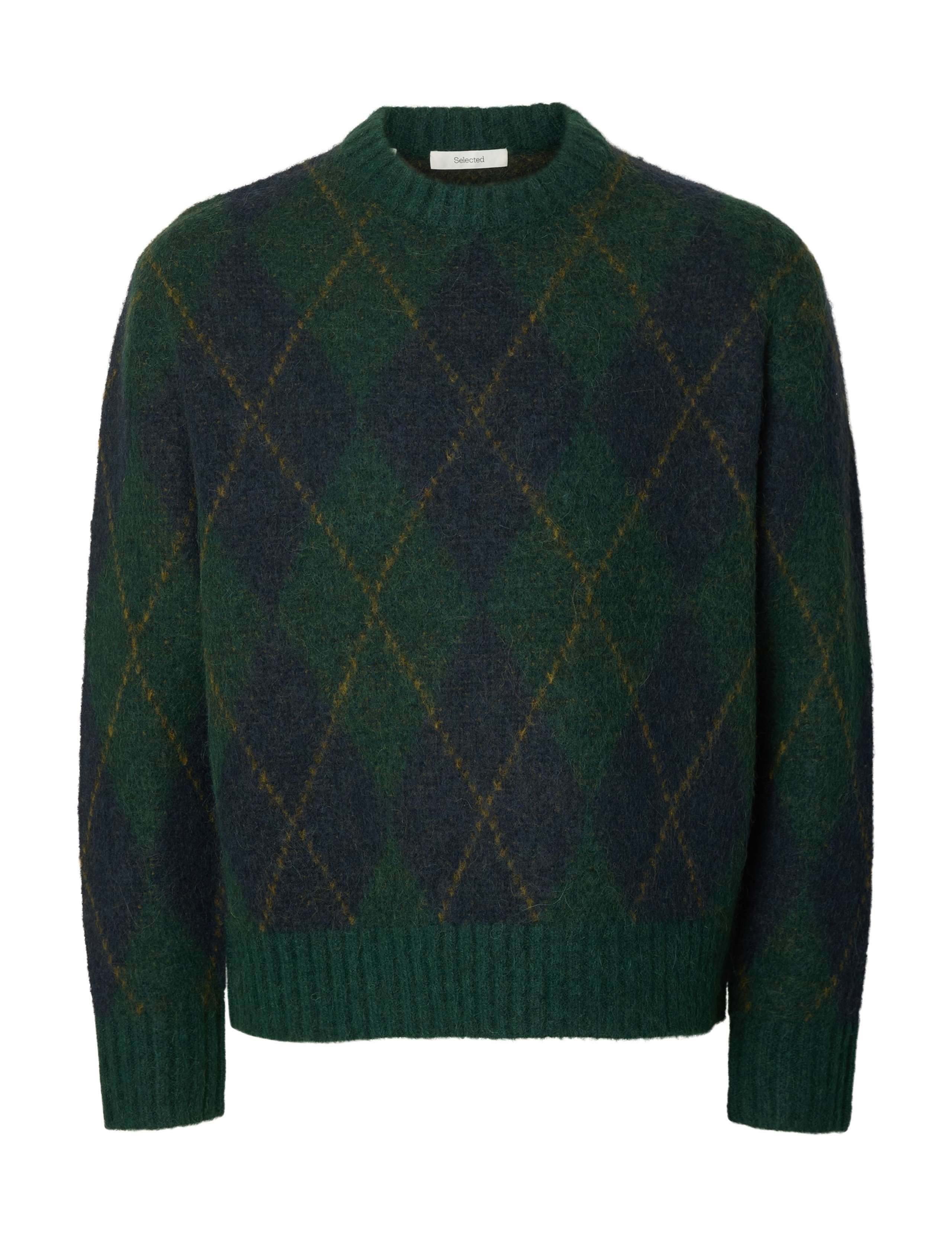 Argyle Crew Neck Jumper with Alpaca 4 of 5