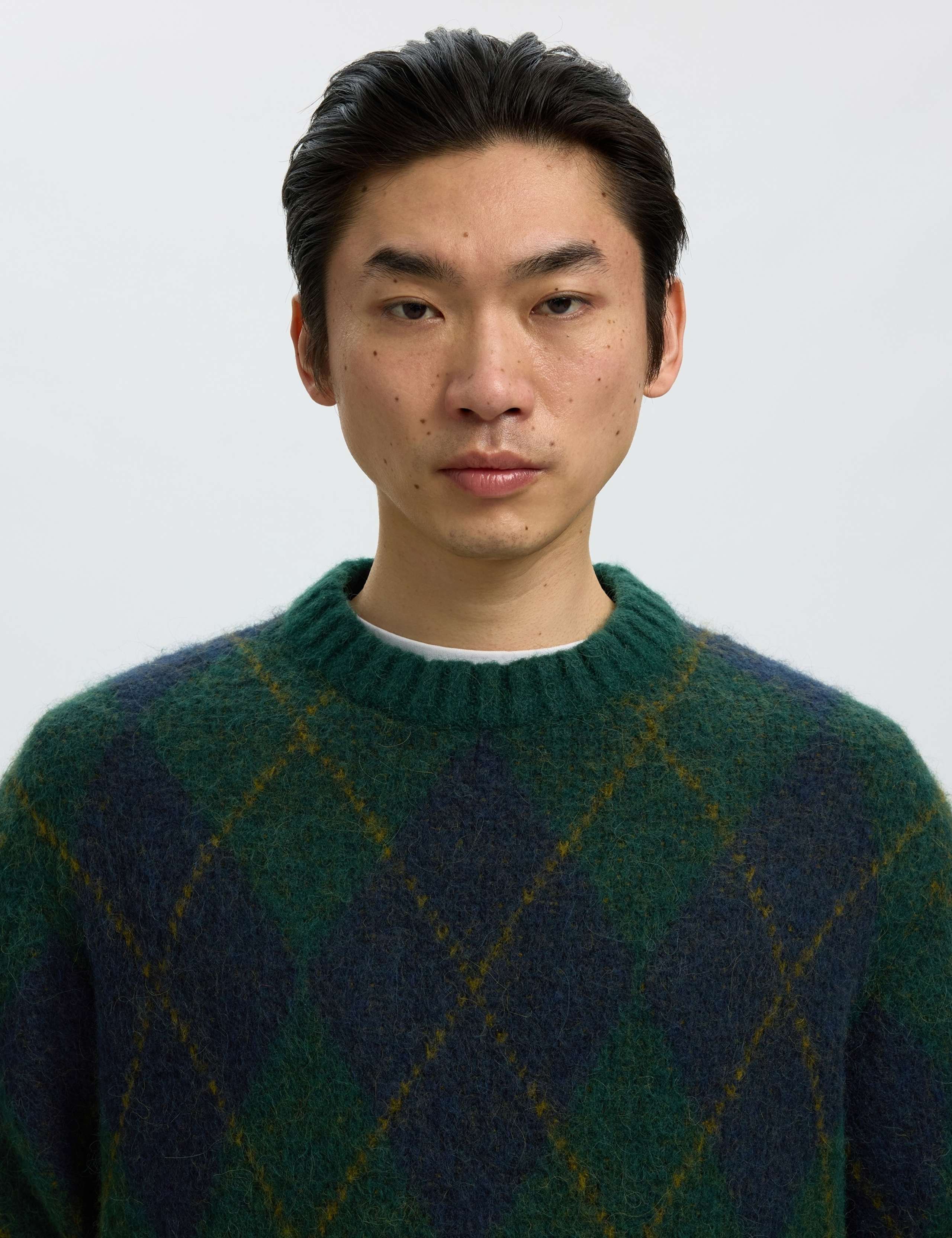 Argyle Crew Neck Jumper with Alpaca 5 of 5
