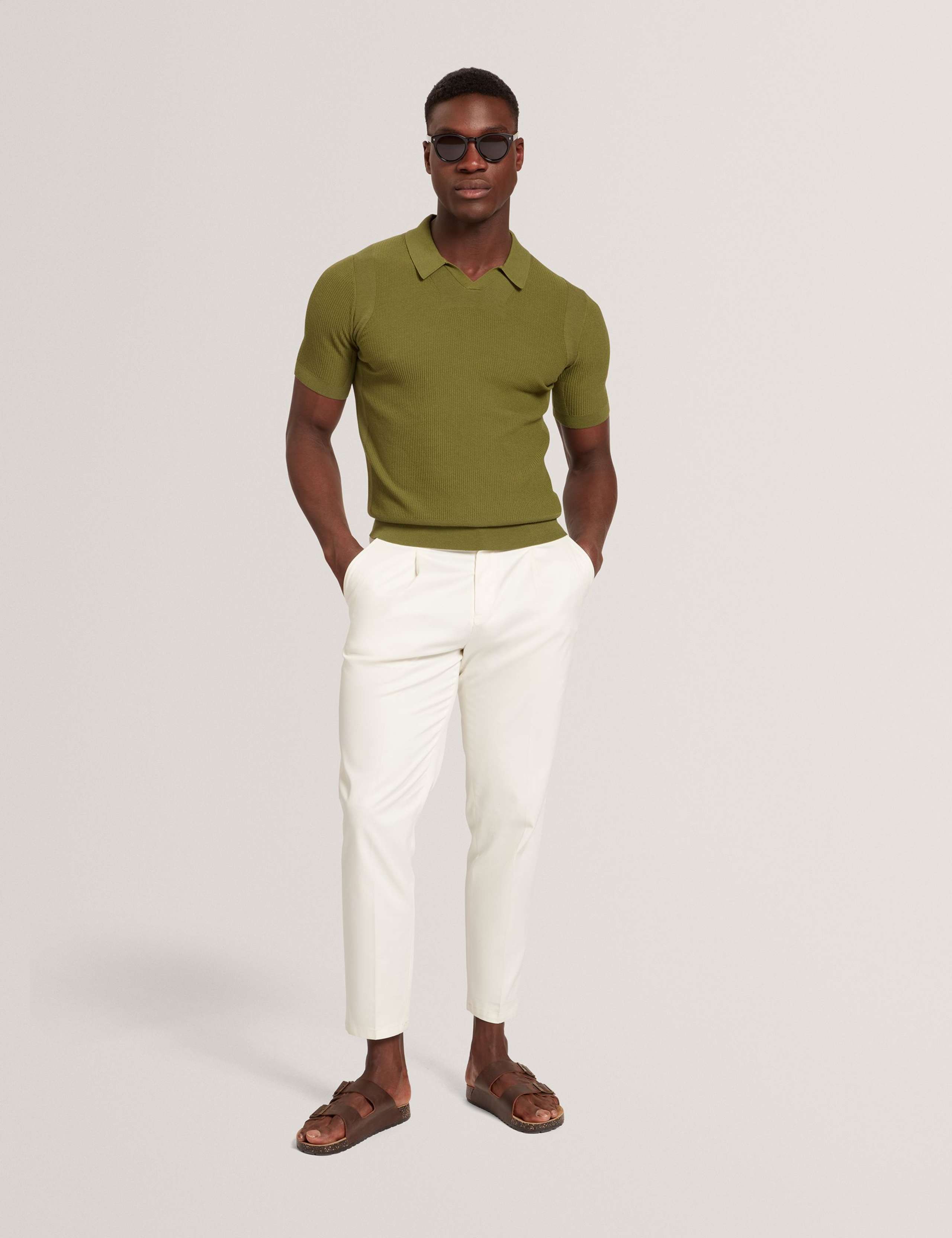 Stitch Detail Open Neck Polo Shirt 6 of 8